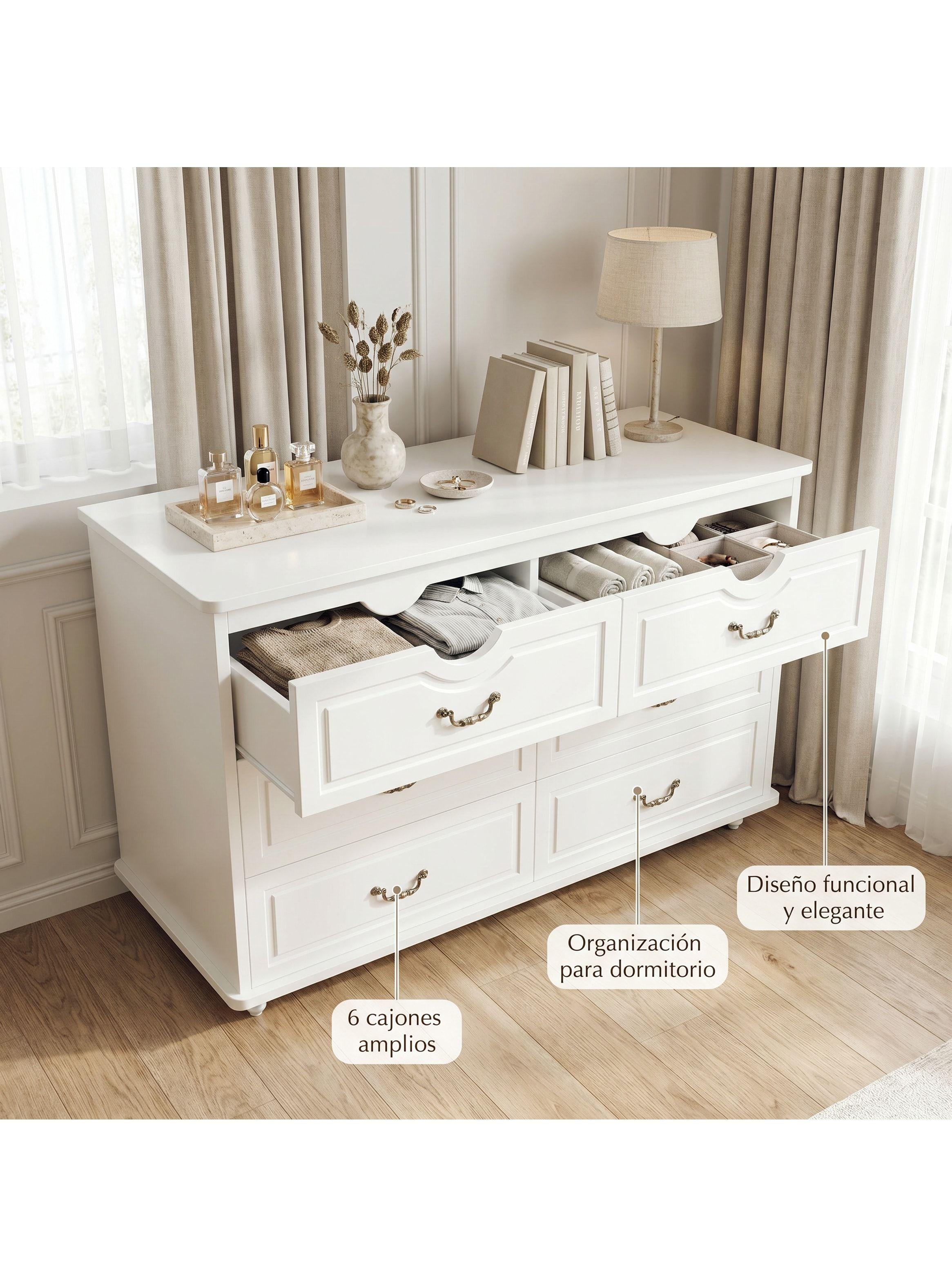 Comoda Cajonera Gabriela Elegante Estilo France 120*40*78cm Blanco-8