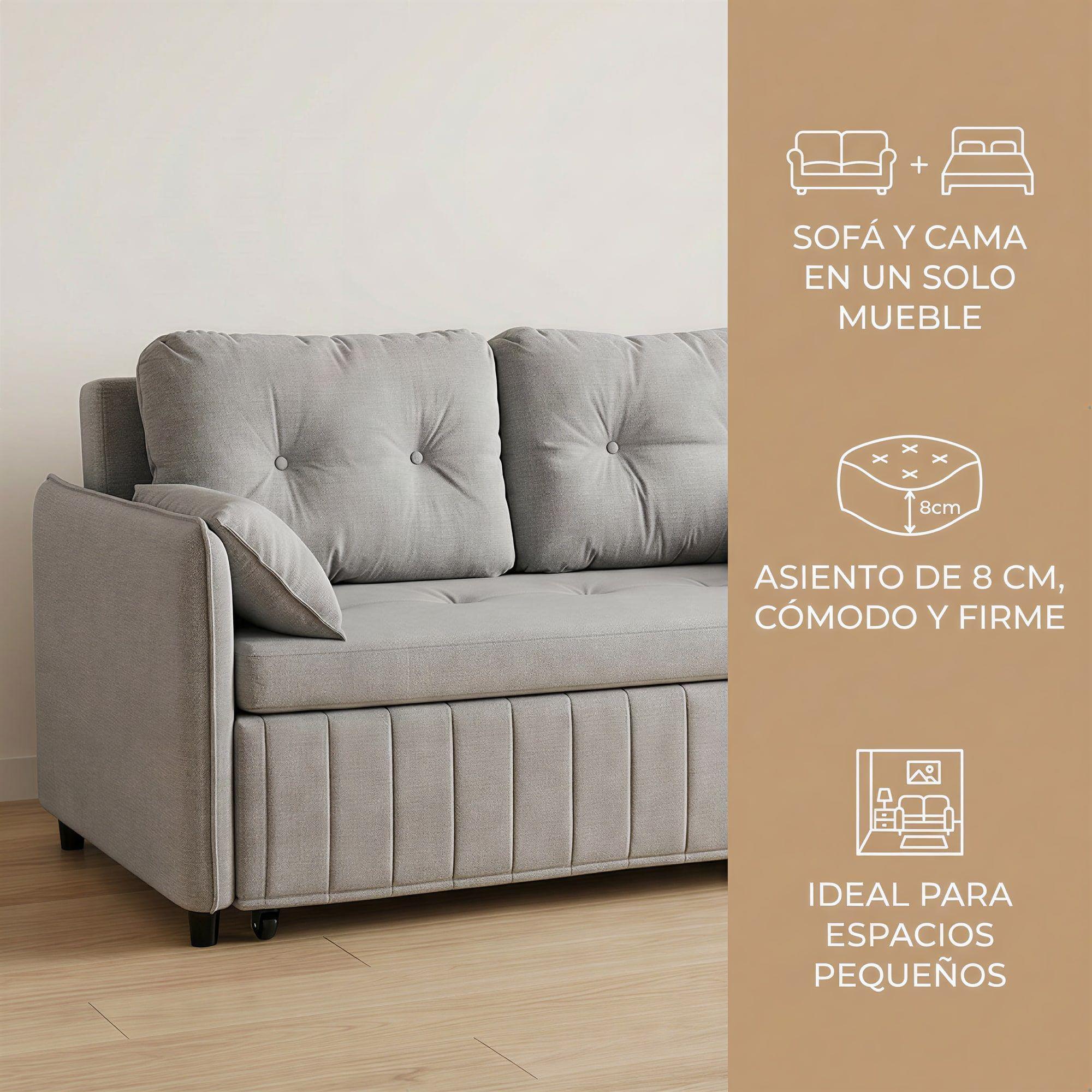 Sofa Cama 140cm Tela Tecnica Base Fierro Con Almacenamiento Gris Liso-3