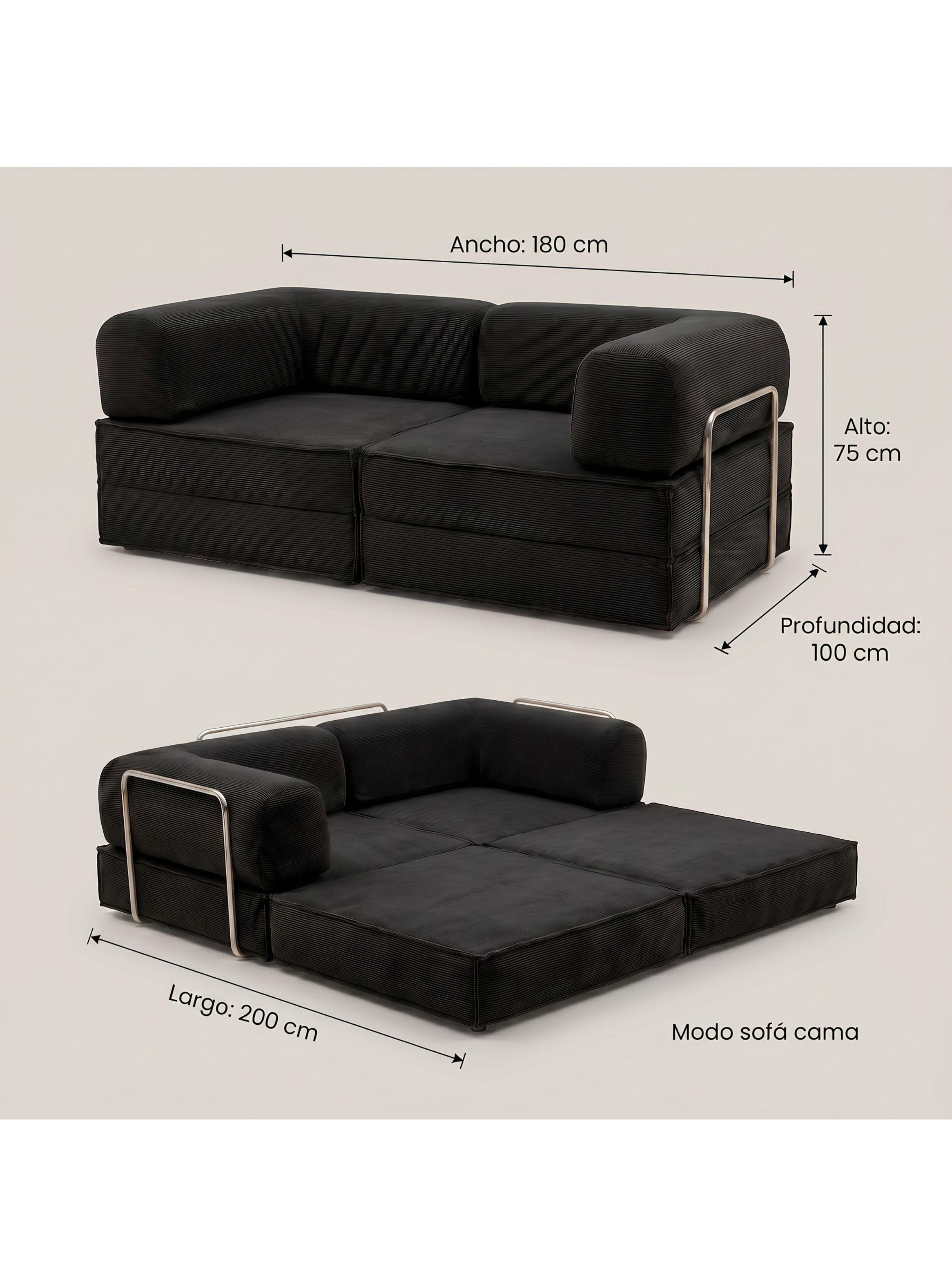 Sofa Cama King Modular 3 En 1 Convertible Alta Tencidad Negro SOFA K17 NEGRO-4