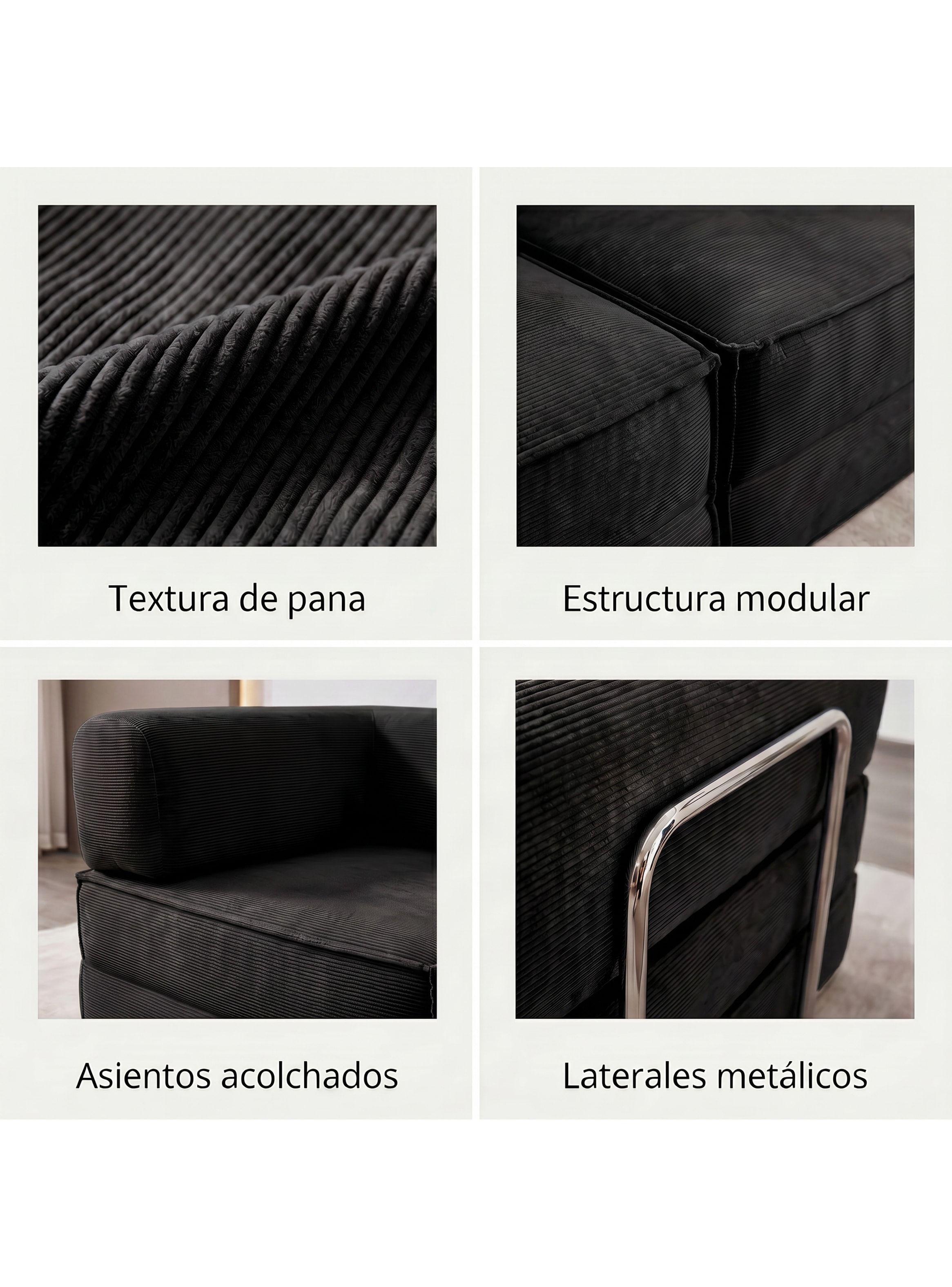 Sofa Cama King Modular 3 En 1 Convertible Alta Tencidad Negro SOFA K17 NEGRO-5