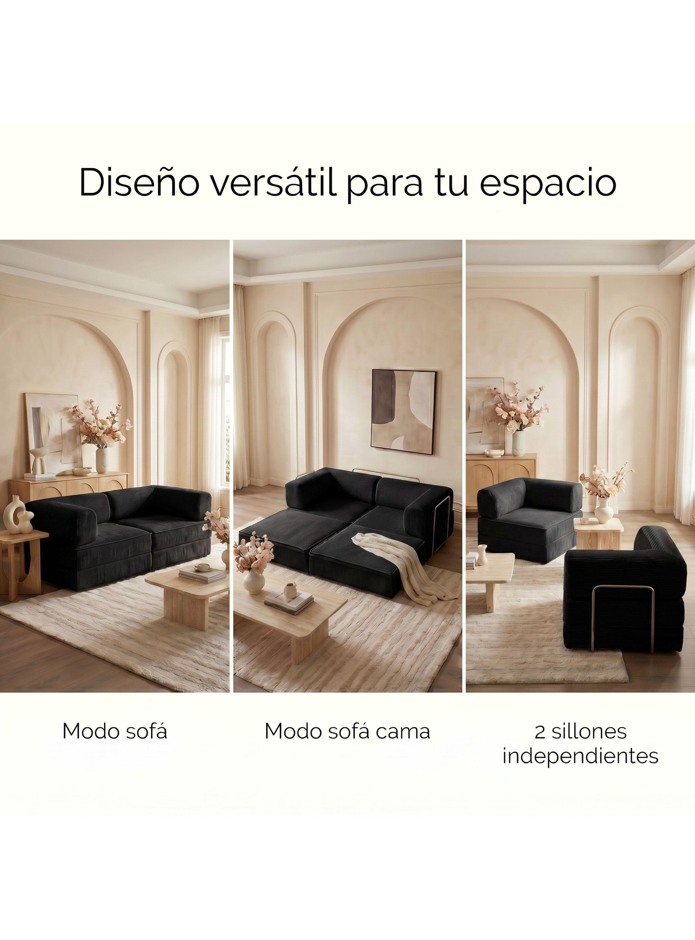Sofa Cama King Modular 3 En 1 Convertible Alta Tencidad Negro SOFA K17 NEGRO-9