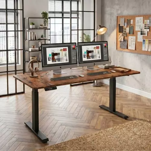 Escritorio Altura Ajustable Eléctrico 160x60cm Profesional Marrón-0