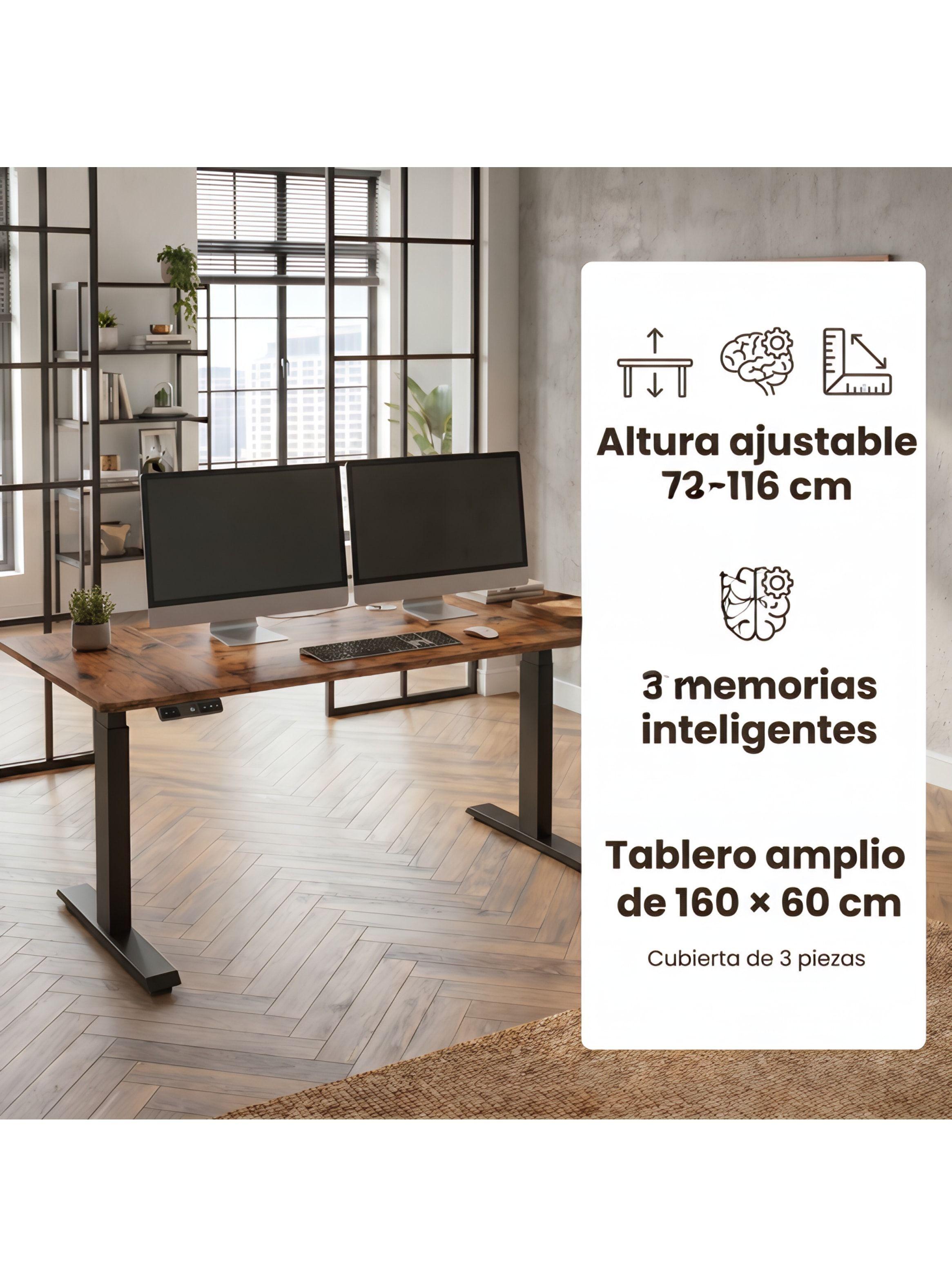 Escritorio Altura Ajustable Eléctrico 160x60cm Profesional Marrón-1