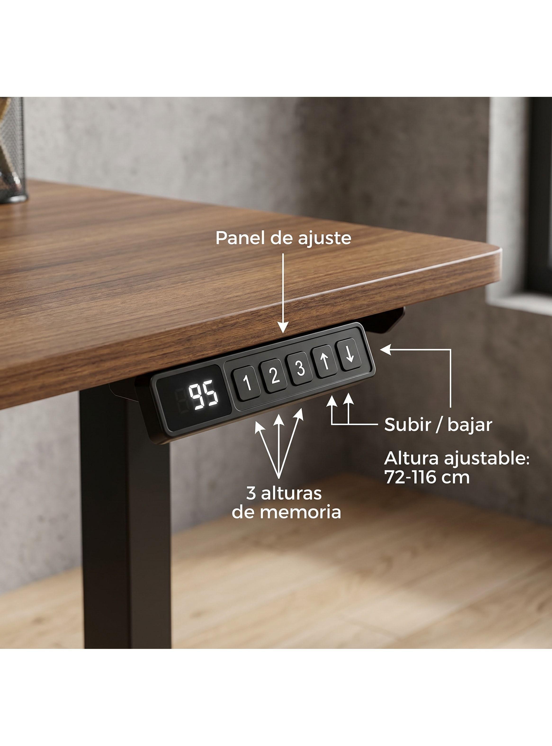Escritorio Altura Ajustable Eléctrico 160x60cm Profesional Marrón-8