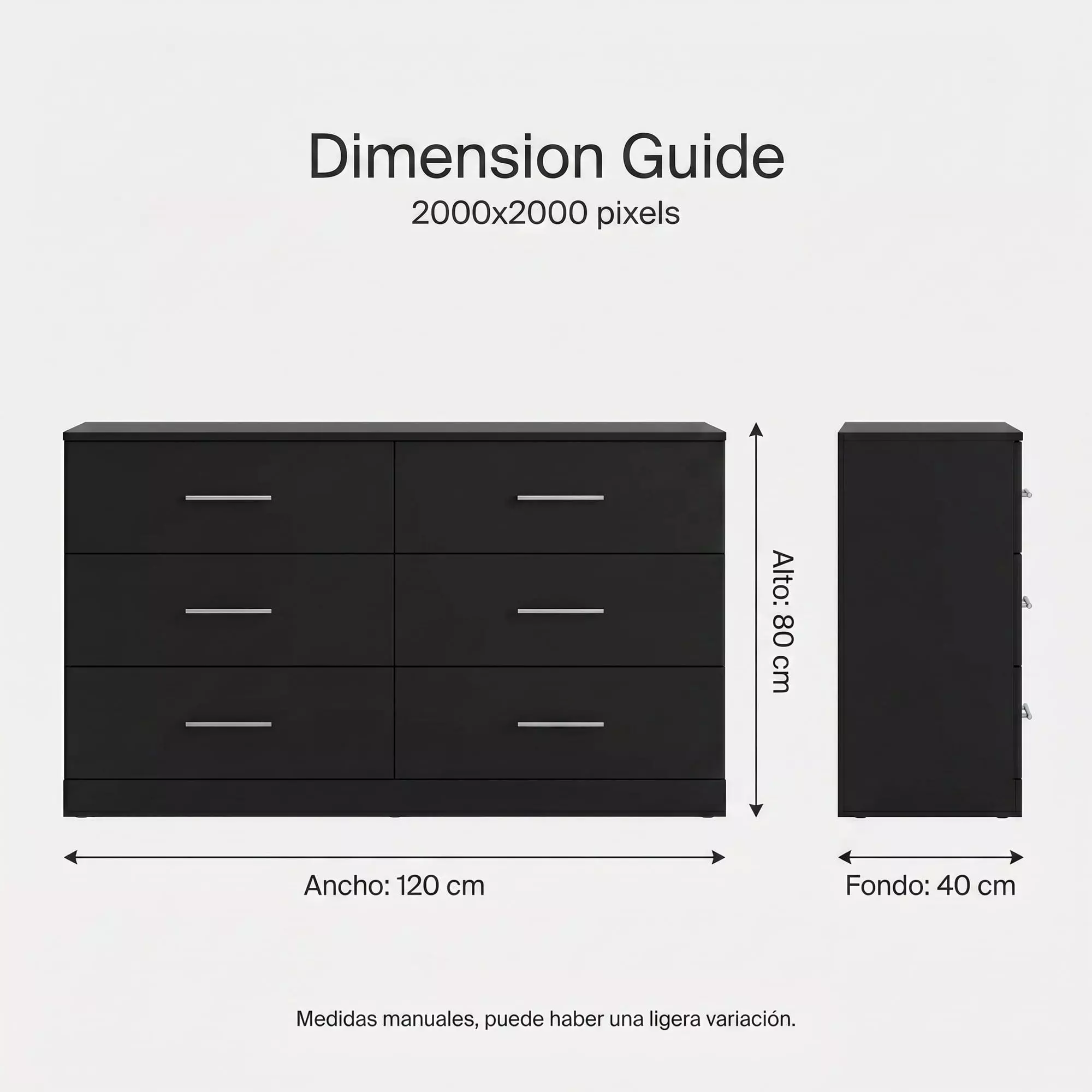 Comoda 6 Cajoneras Organizador Diseño E.e.u.u Moderno Blanco Negro-2