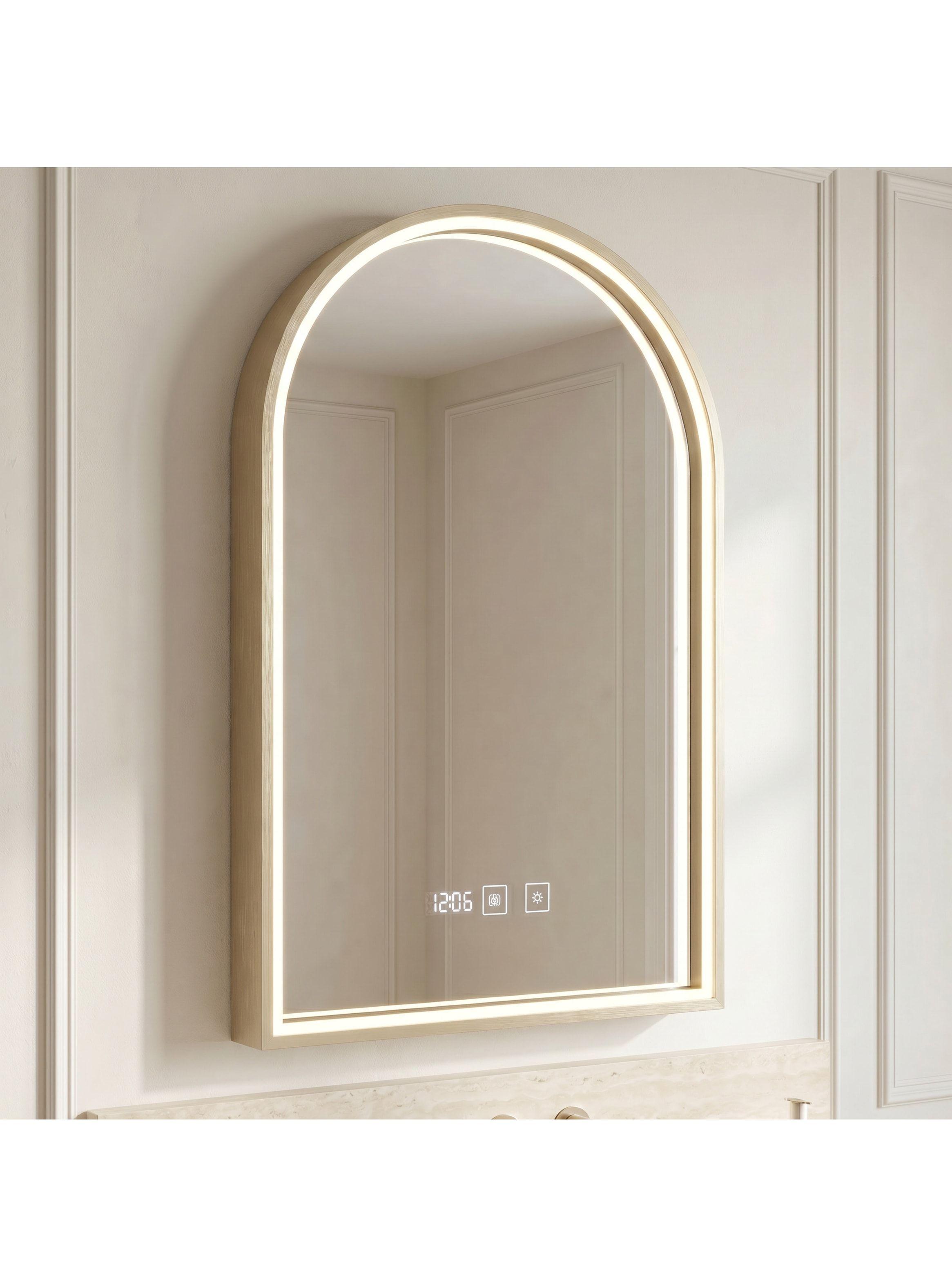Espejo Marco Melalico Con Luz Led Touch Para Baño 50x70cm Dorado-8