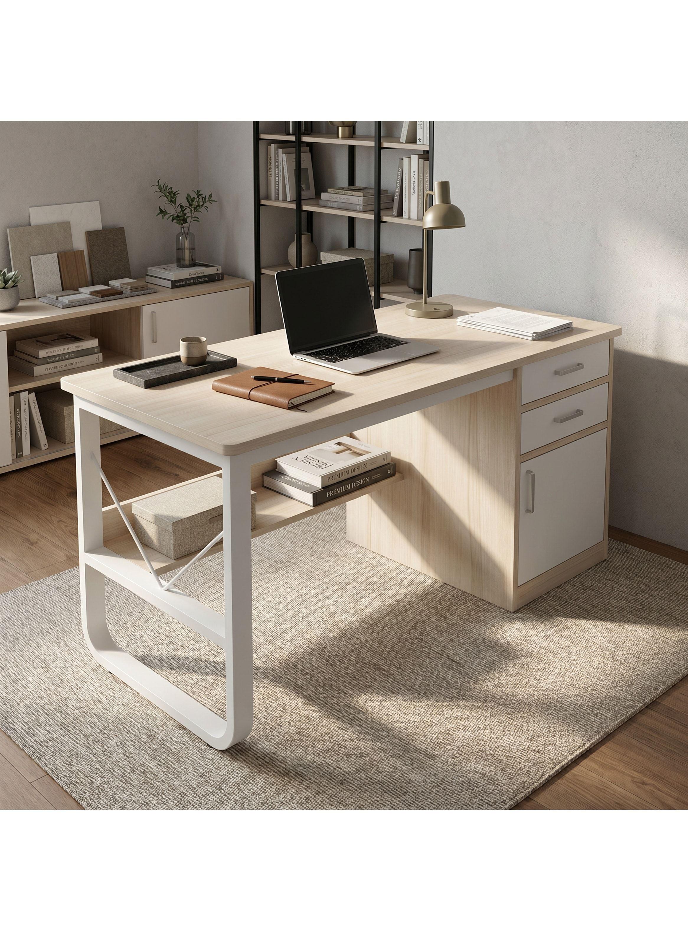 Escritorio Moderno Con Cajoneras 100x60x72cm Para Oficina Arce-7