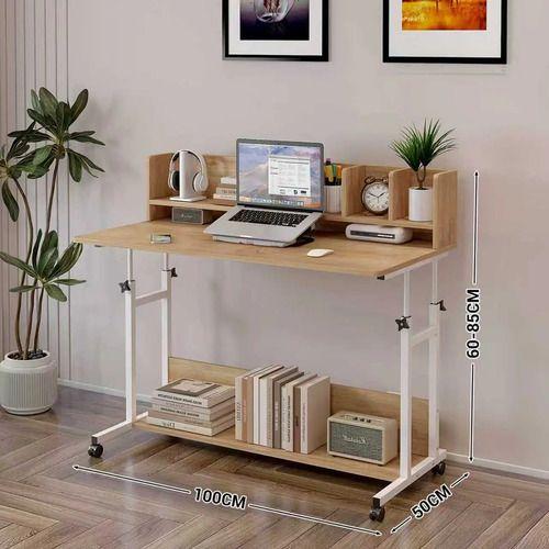 Escritorio Ajustable Con Repisa Y Rueda Para Cama 100cm Madera-2
