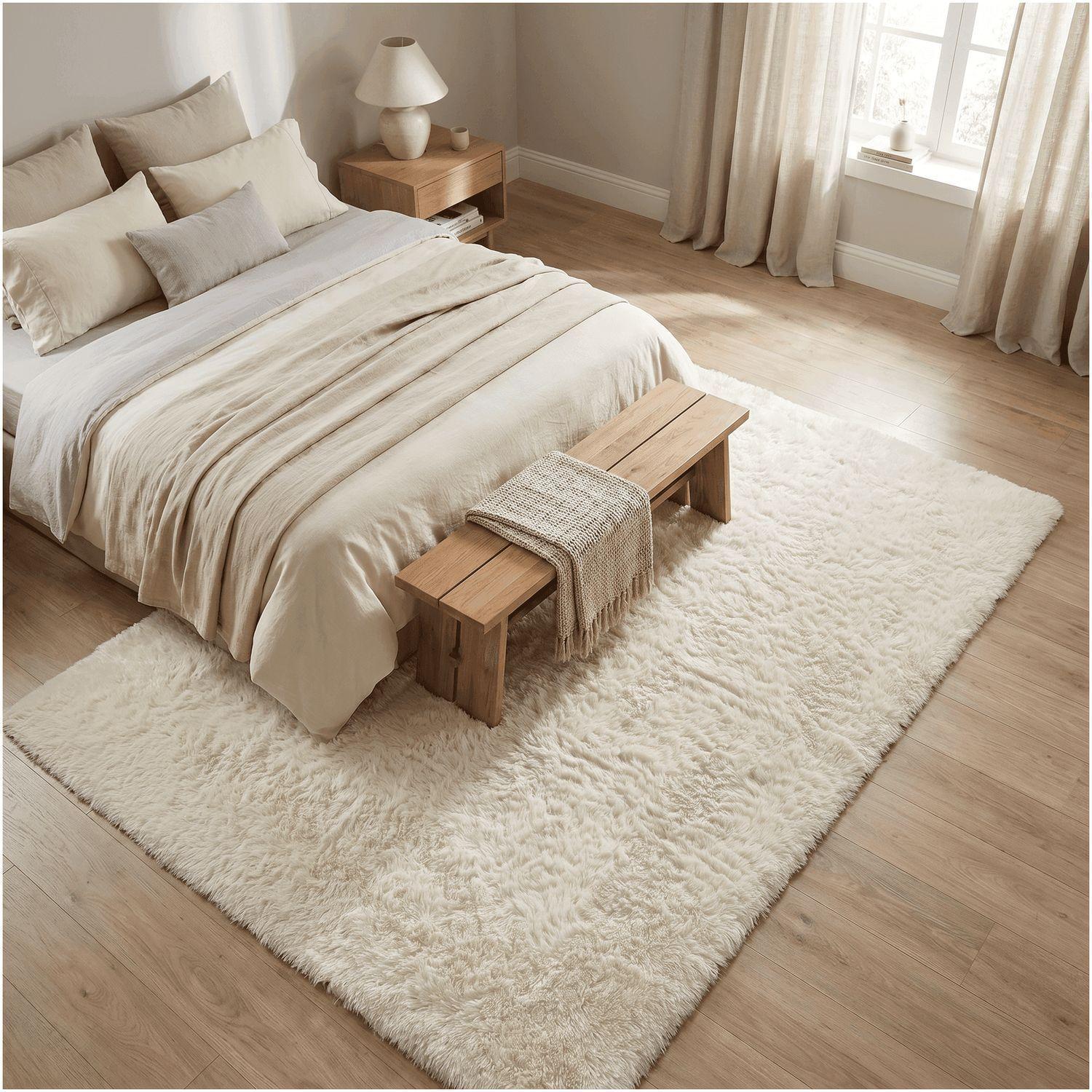 Alfombra 180x200cm Peluda Super Suave para living bajada de cama-4