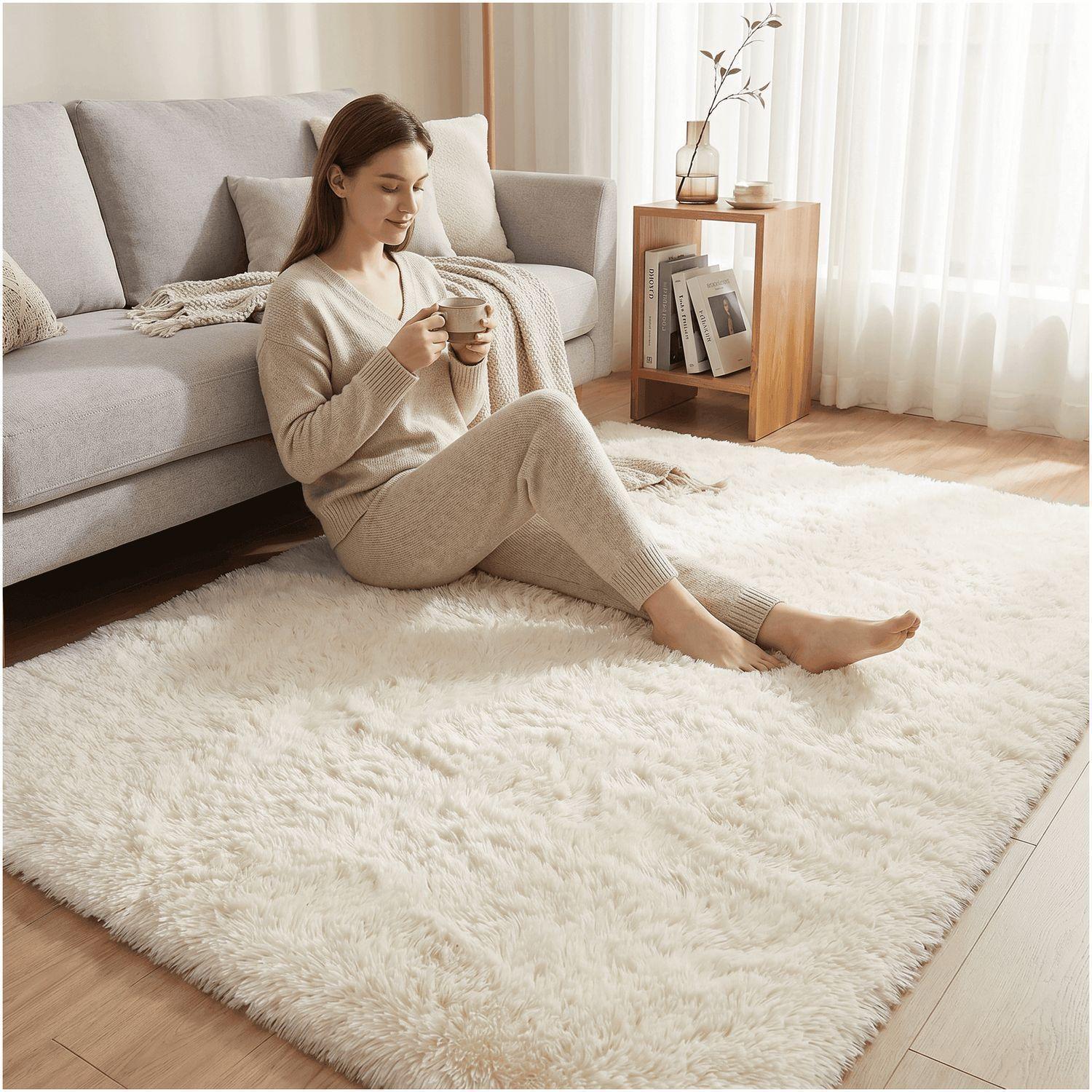 Alfombra 180x200cm Peluda Super Suave para living bajada de cama-5