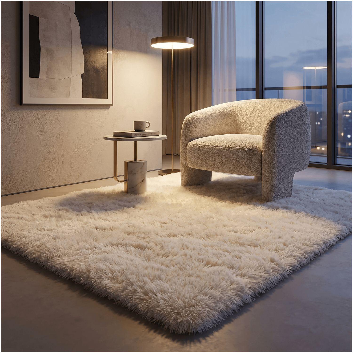 Alfombra 180x200cm Peluda Super Suave para living bajada de cama-6
