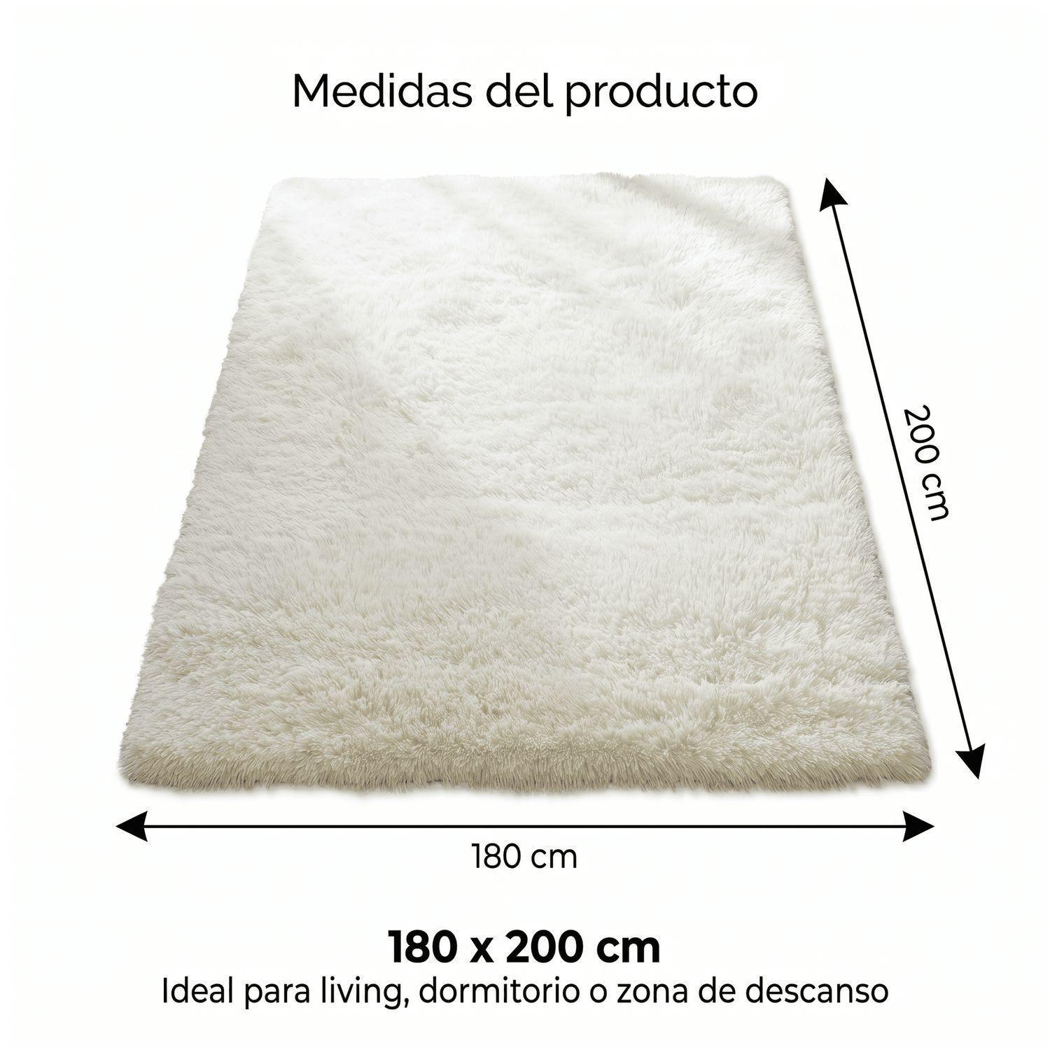 Alfombra 180x200cm Peluda Super Suave para living bajada de cama-2