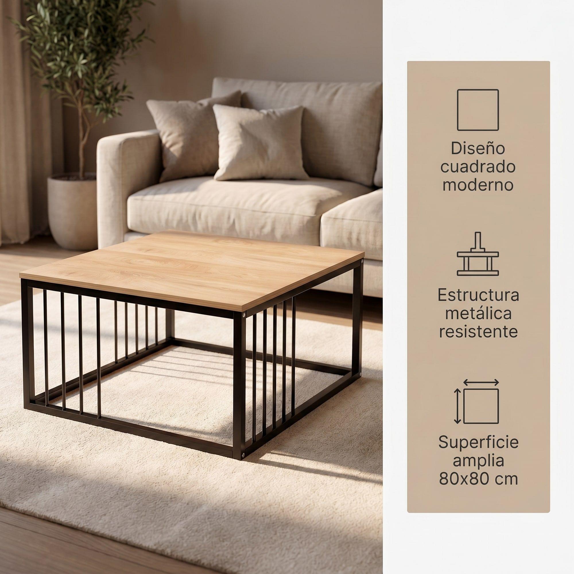 Mesa De Centro Minimalista Con Cubierta De Melamina 15 Mm Marrón Claro-1