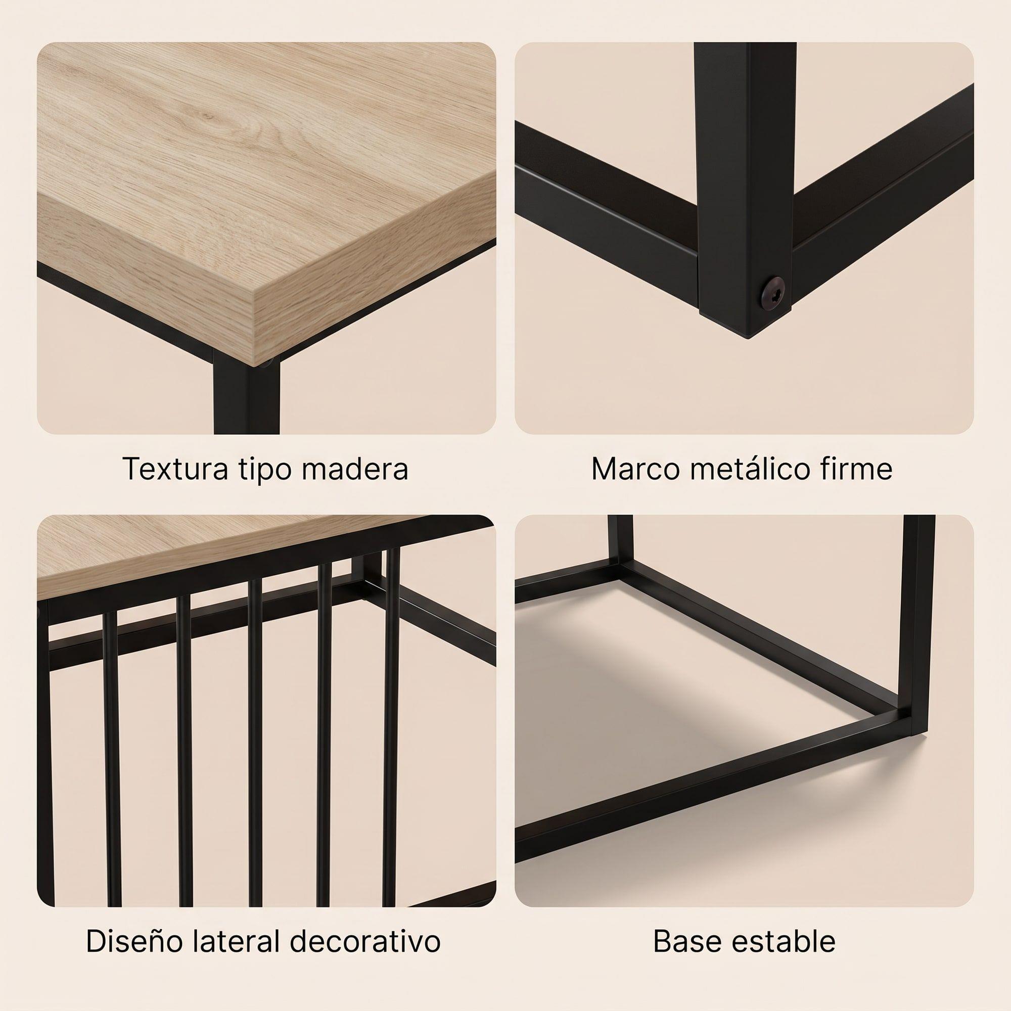 Mesa De Centro Minimalista Con Cubierta De Melamina 15 Mm Marrón Claro-3