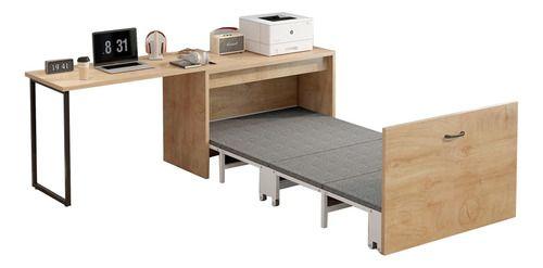 Escritorio Funcional Para Studio Con Cama Plegable 220cm Marrón-5