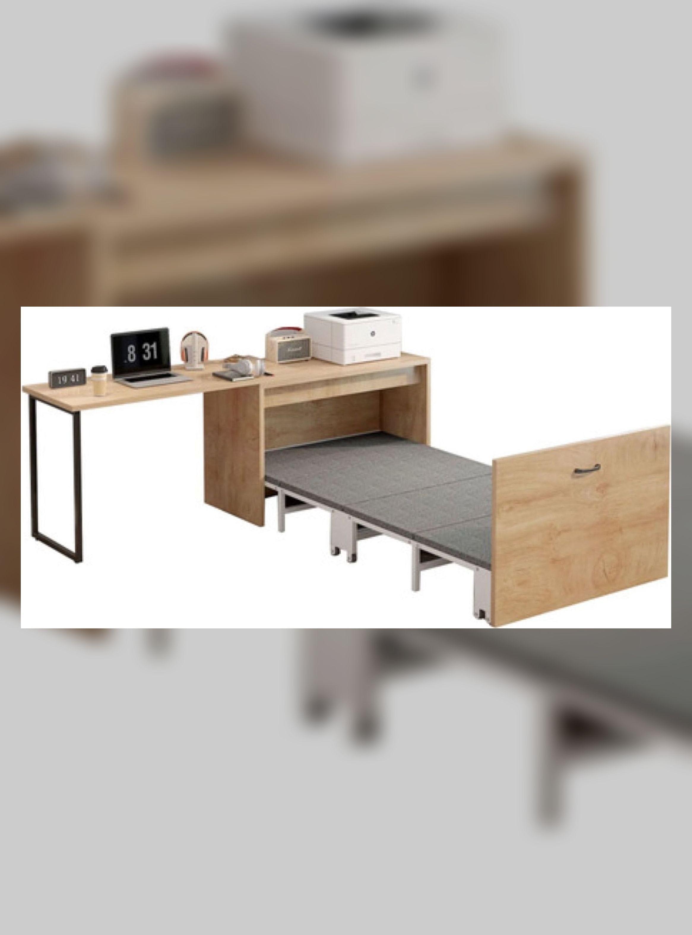 Escritorio Funcional Para Studio Con Cama Plegable 220cm Marrón-5