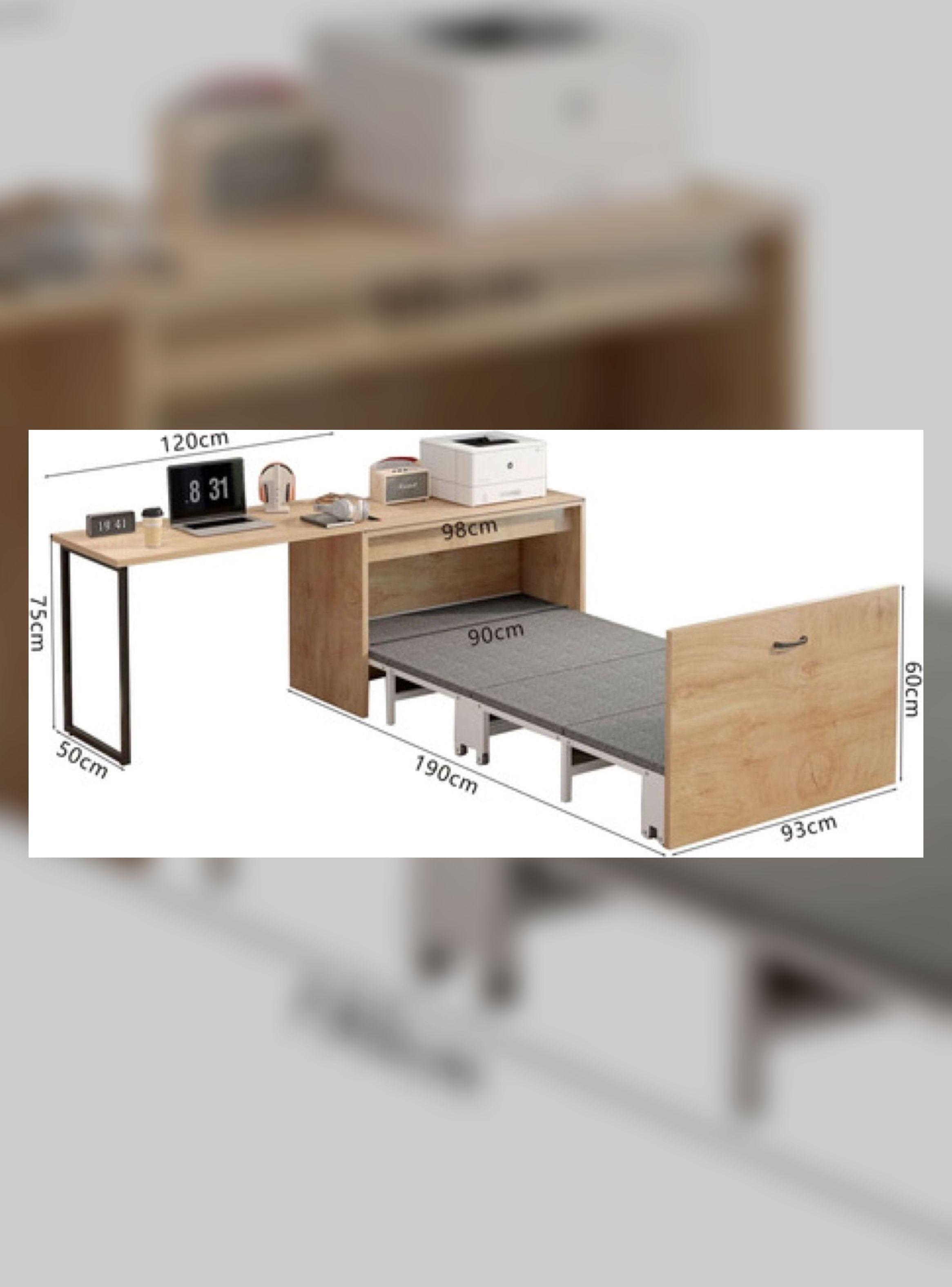 Escritorio Funcional Para Studio Con Cama Plegable 220cm Marrón-6