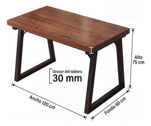 Escritorio Pata Metal Oficina 120x60x75cm Gruesa 30mm Marrón Oscuro-6