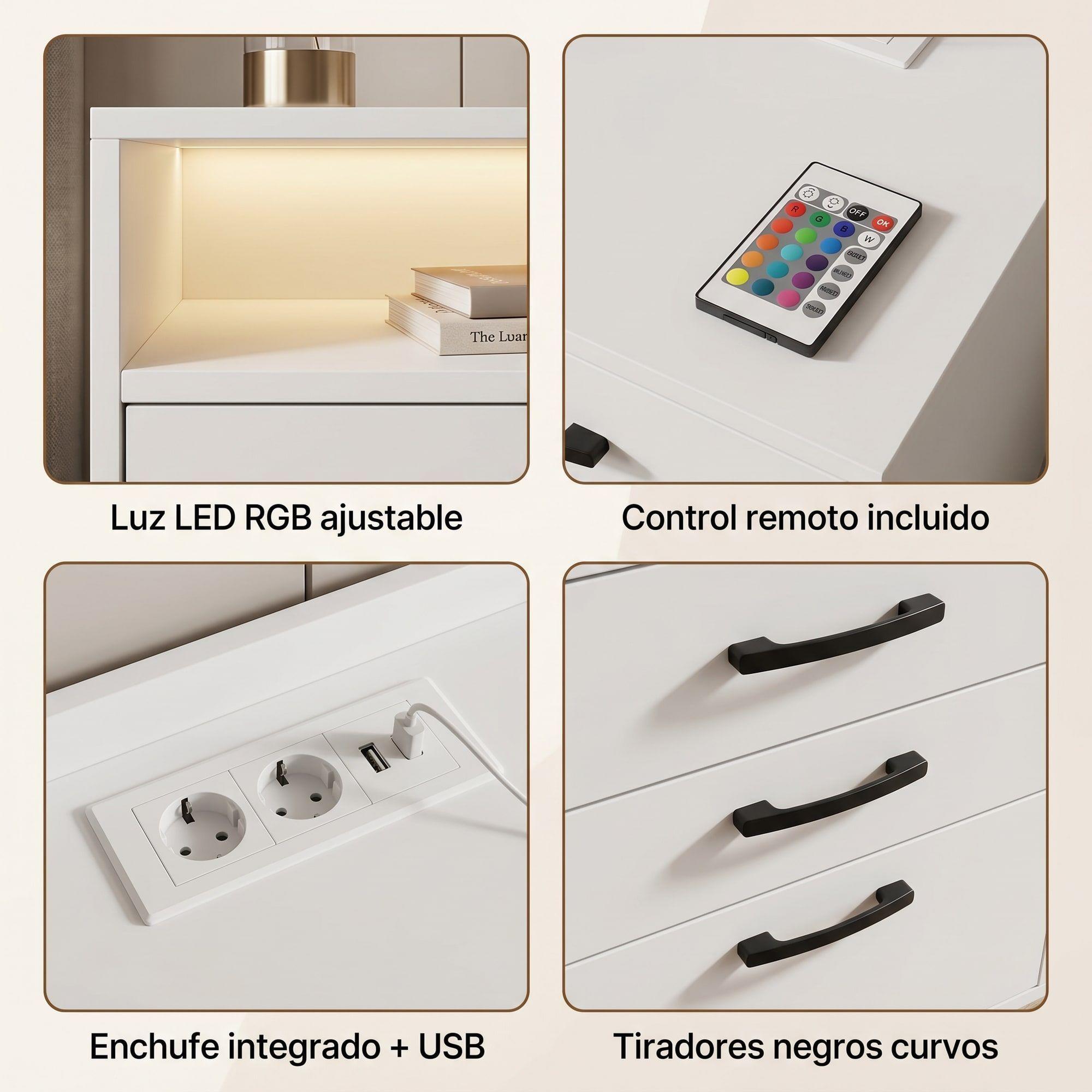 Velador Con Luz Variable Con Panel De Enchufes 40*35*60cm-3