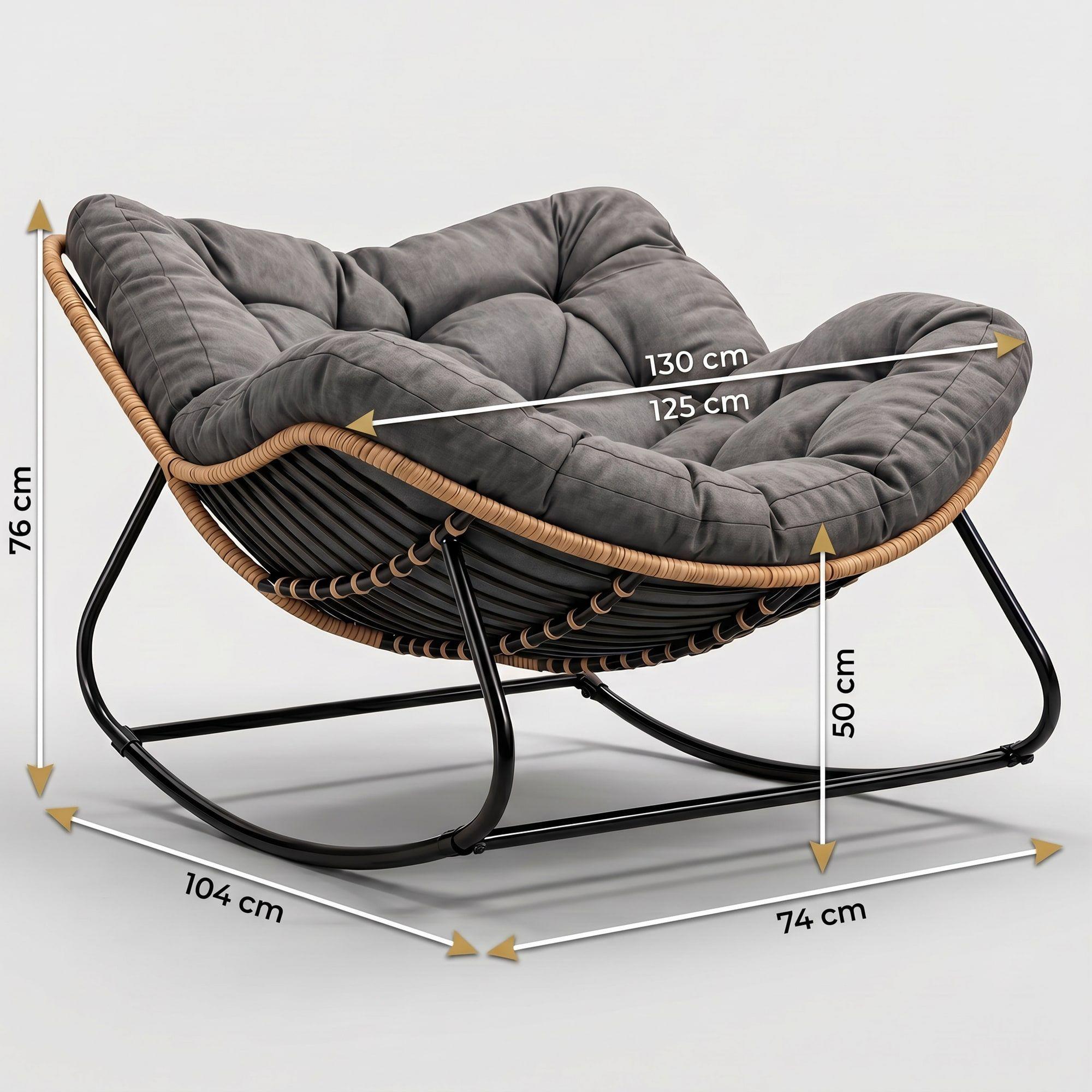 Sillon Mecedor Silla Mecedora Sitial Moderna Talla Xl Gris Oscuro Liso-2