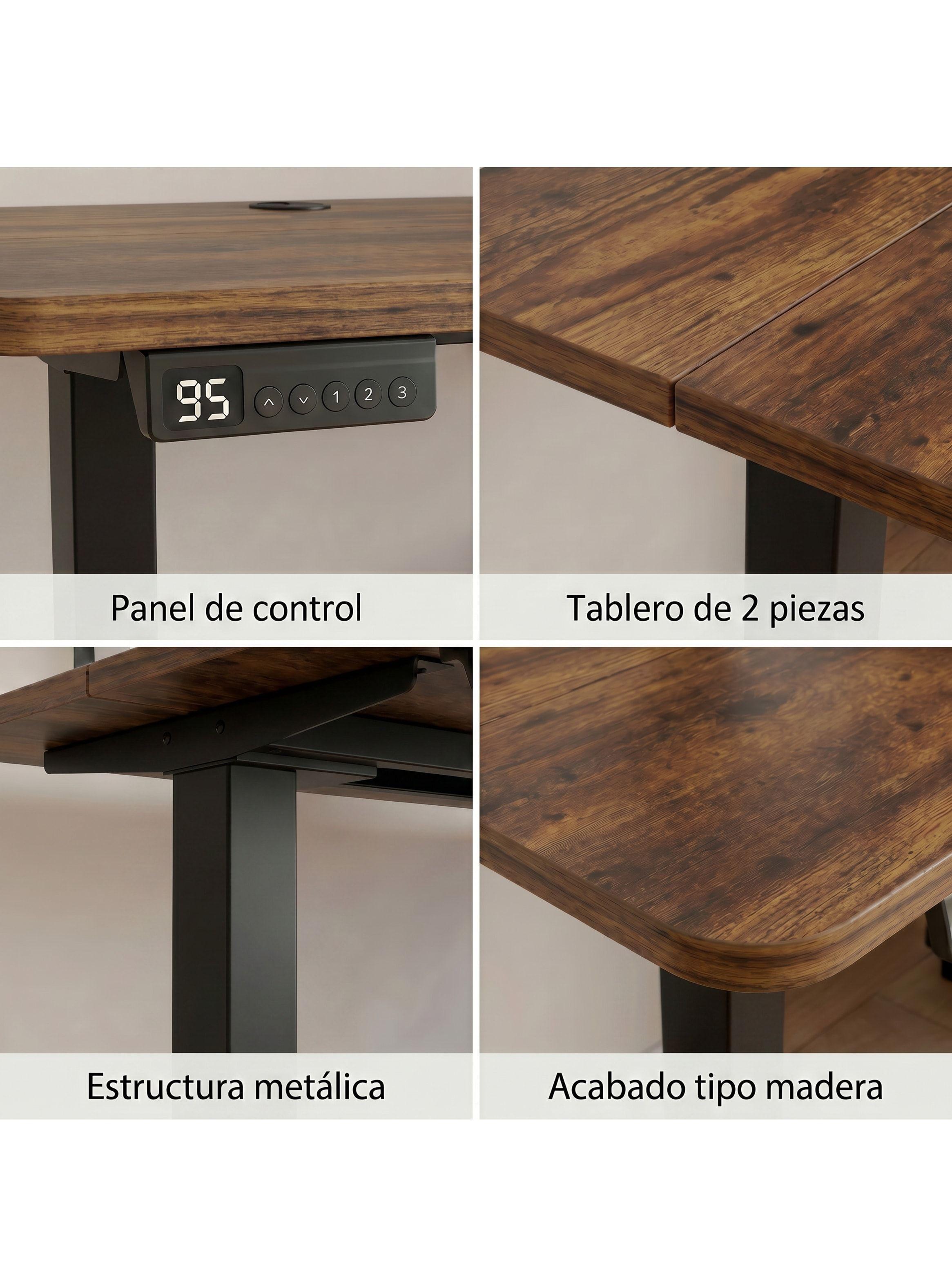 Escritorio Altura Ajustable Eléctrico 140cm Profesional Marrón Oscuro-3