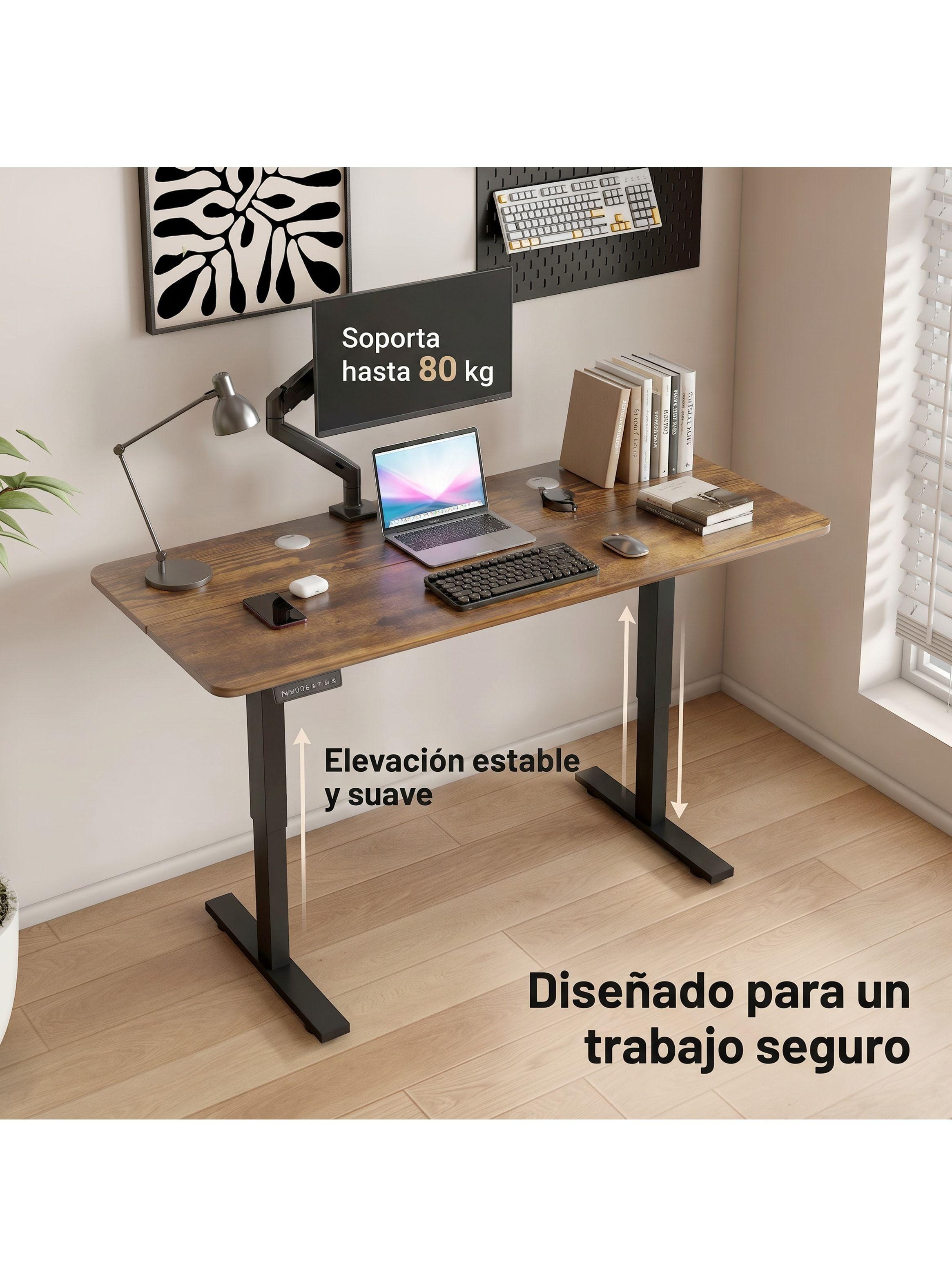 Escritorio Altura Ajustable Eléctrico 140cm Profesional Marrón Oscuro-7
