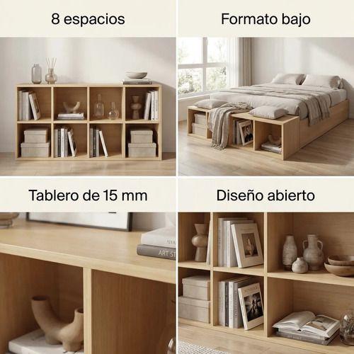 Biblioteca Librero Multiuso Para Living Sala Estar 110x30x60 Color Marrón-4