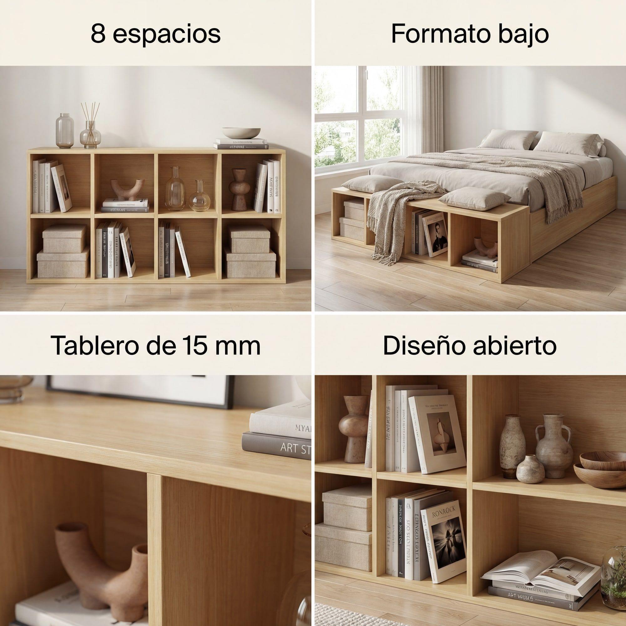 Biblioteca Librero Multiuso Para Living Sala Estar 110x30x60 Color Marrón-3