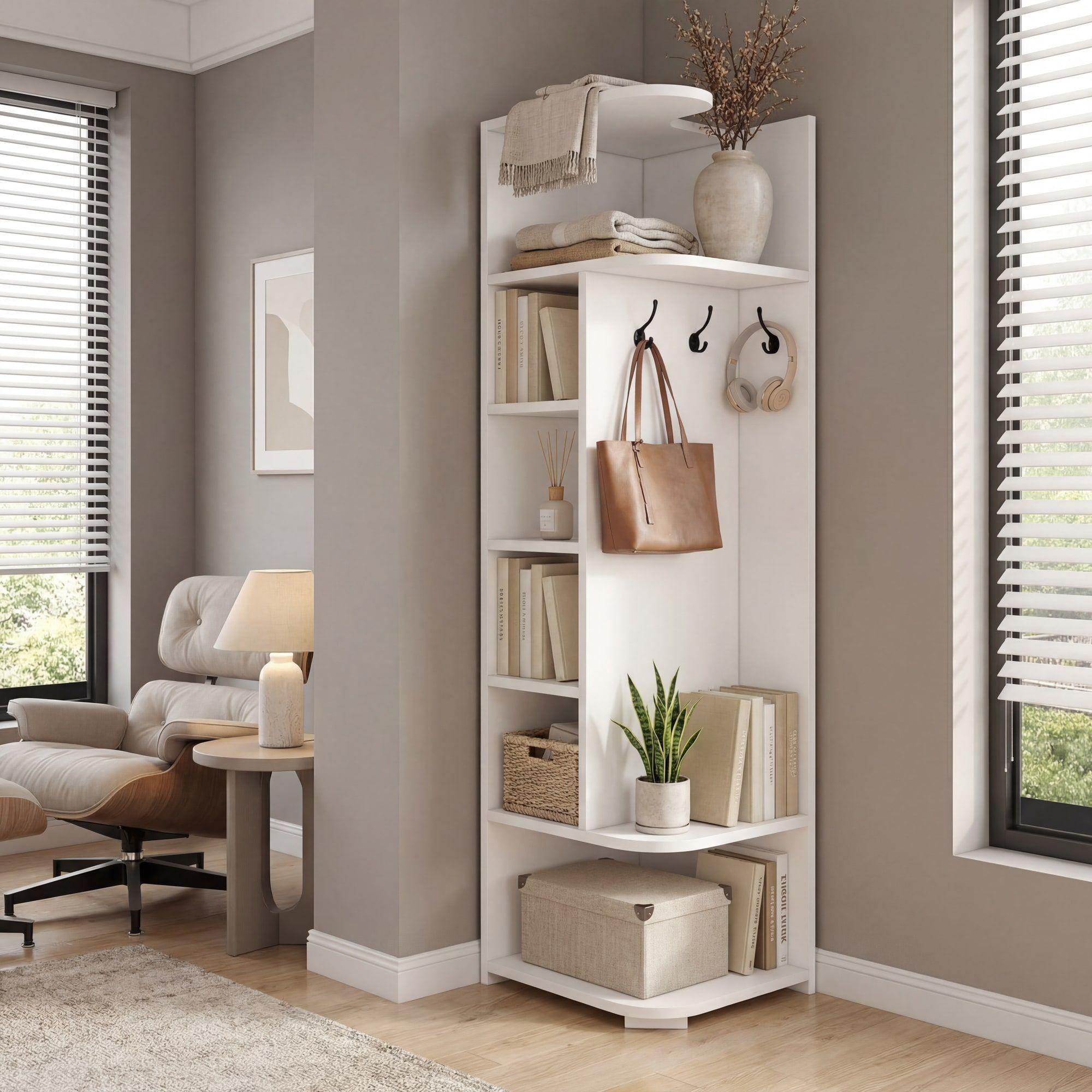 Organizador Esquinero Repisa Estante Para Living Dormitorio Blanco-5