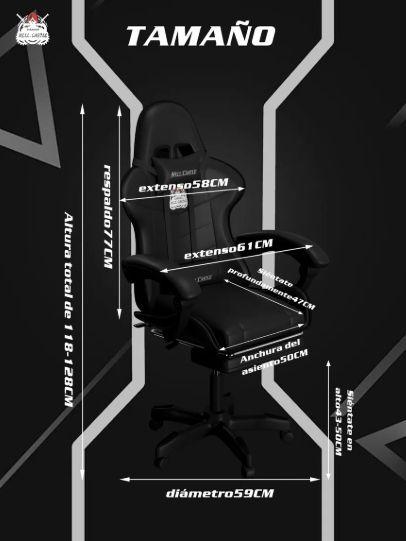 Silla Gamer Hell Castle Reclinable Con Cojin Lumbar-3