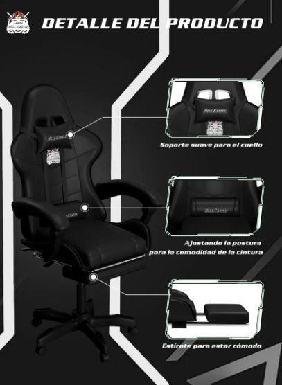 Silla Gamer Hell Castle Reclinable Con Cojin Lumbar-4