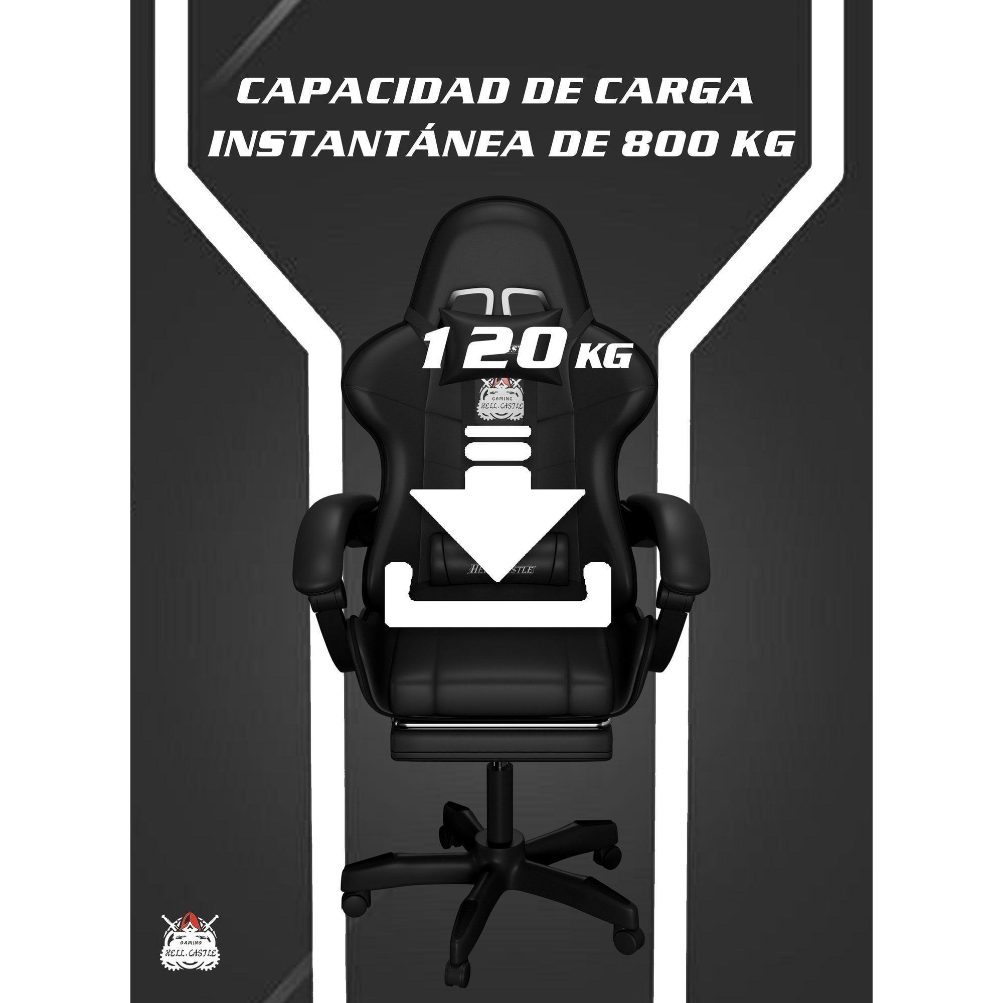 Silla Gamer Hell Castle Reclinable Con Cojin Lumbar-6
