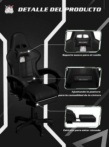 Silla Gamer Hell Castle Reclinable Con Cojin Lumbar-4
