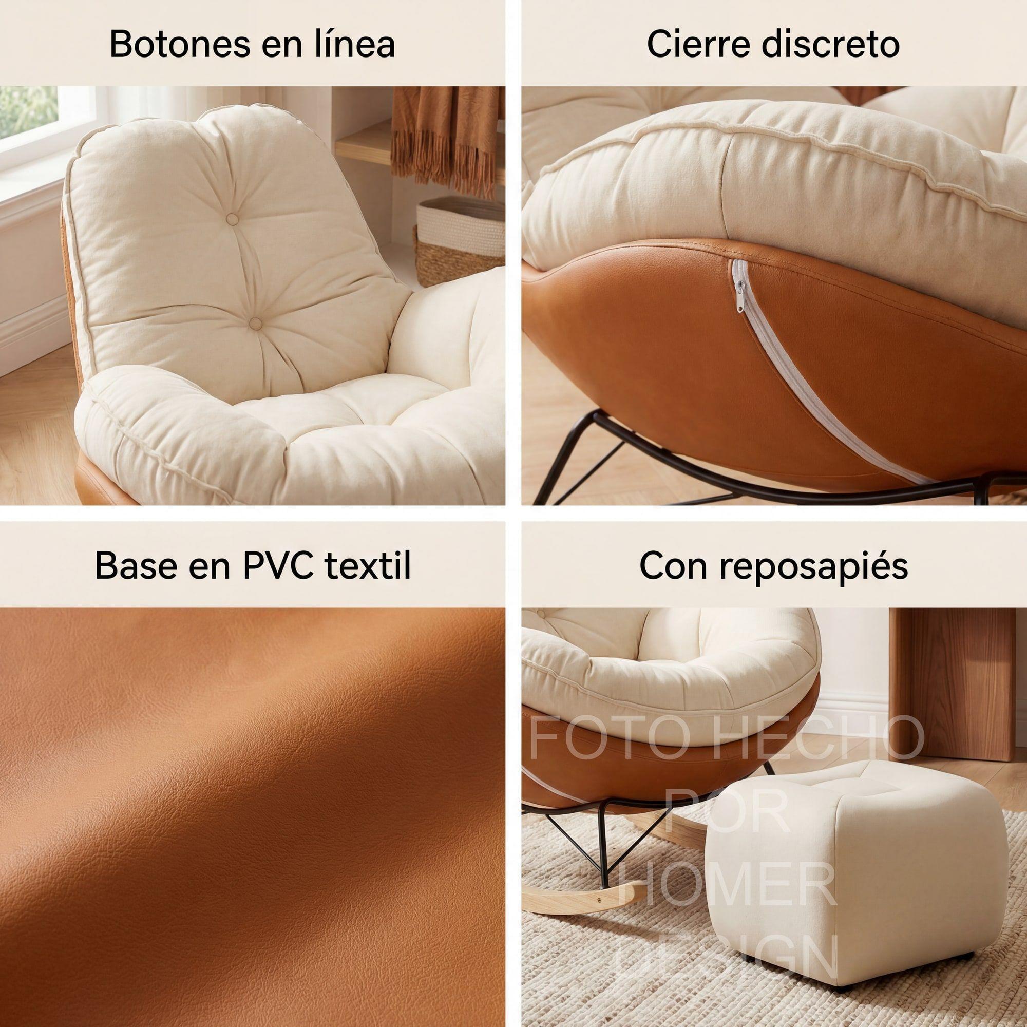 Sillon Mecedor Silla Mecedora Sitial Talla L Con Raposa Pie Blanco Naranjo Liso-4
