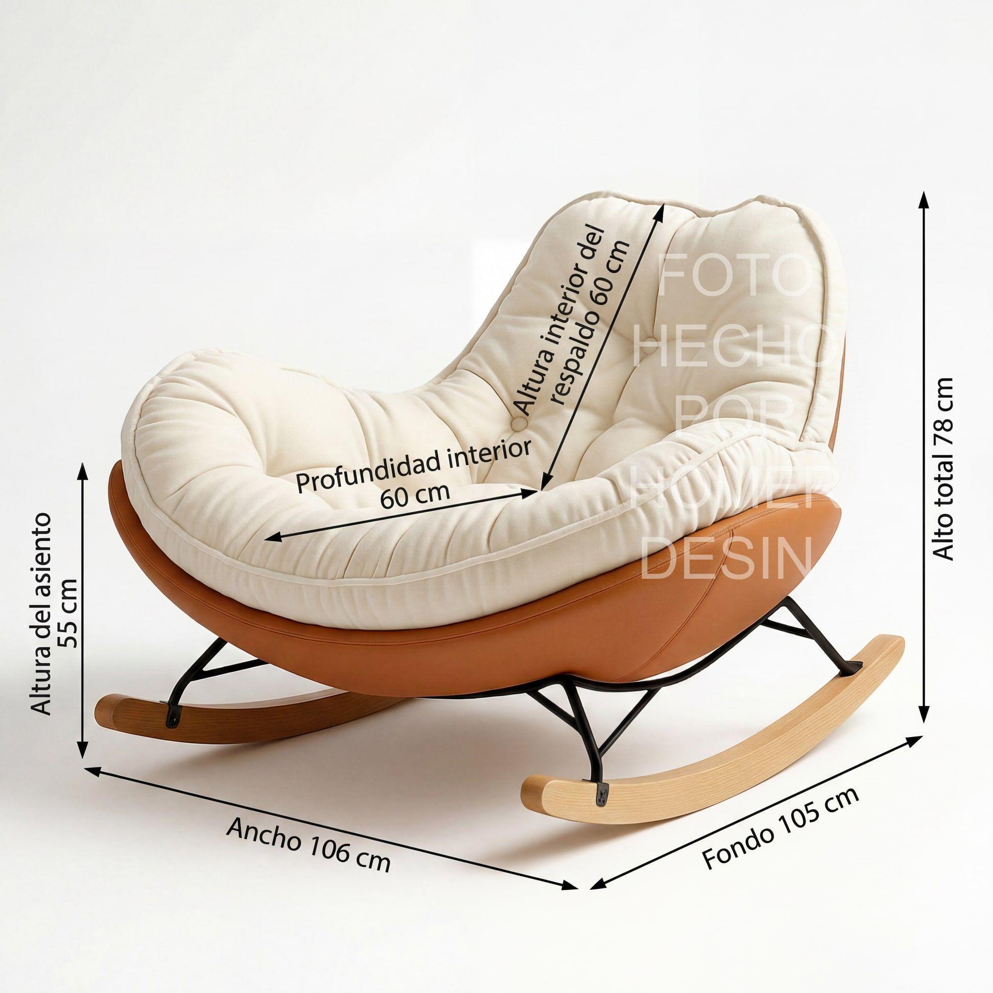Sillon Mecedor Silla Mecedora Sitial Talla L Con Raposa Pie Blanco Naranjo Liso-6