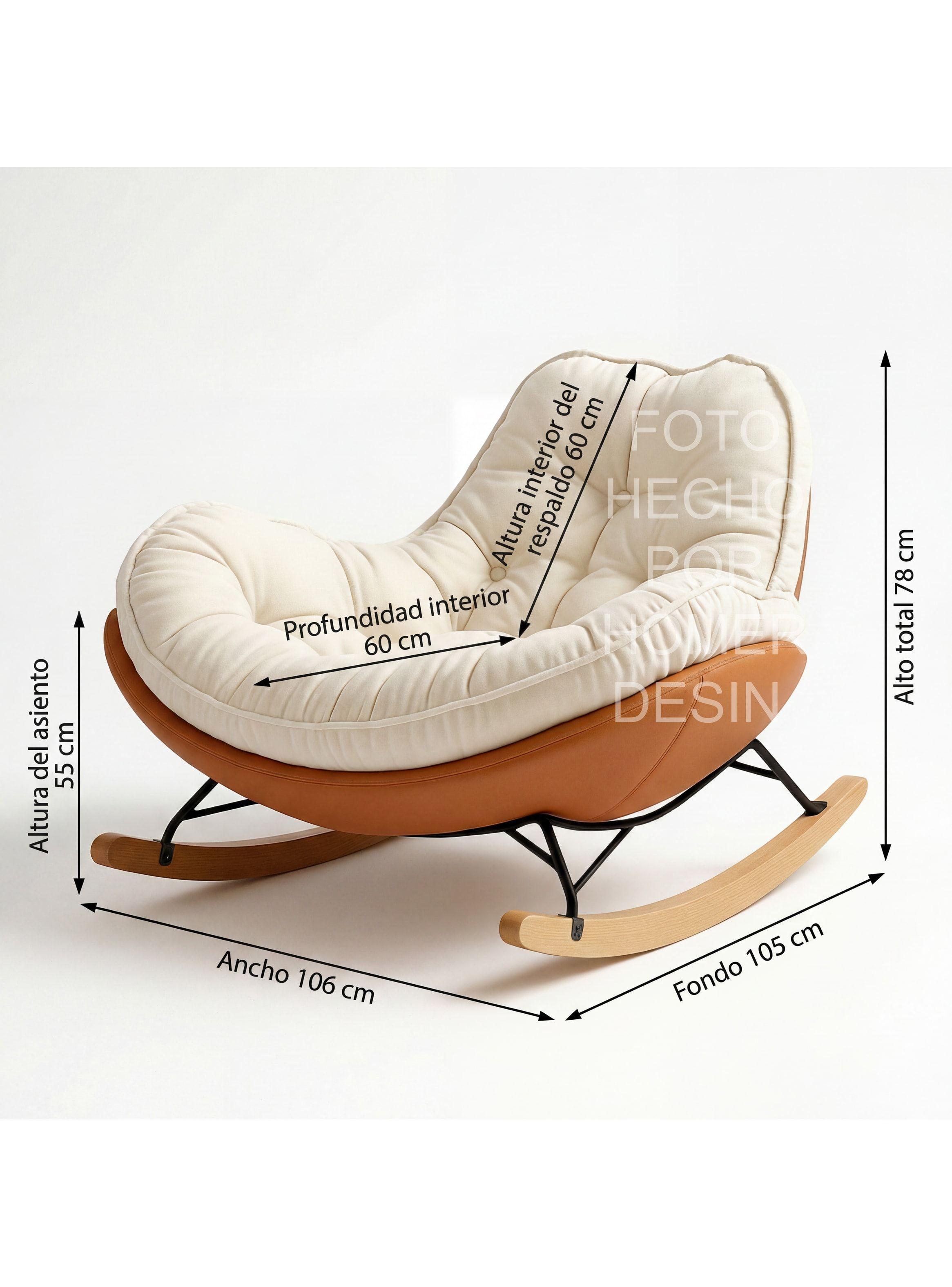 Sillon Mecedor Silla Mecedora Sitial Talla L Con Raposa Pie Blanco Naranjo Liso-6