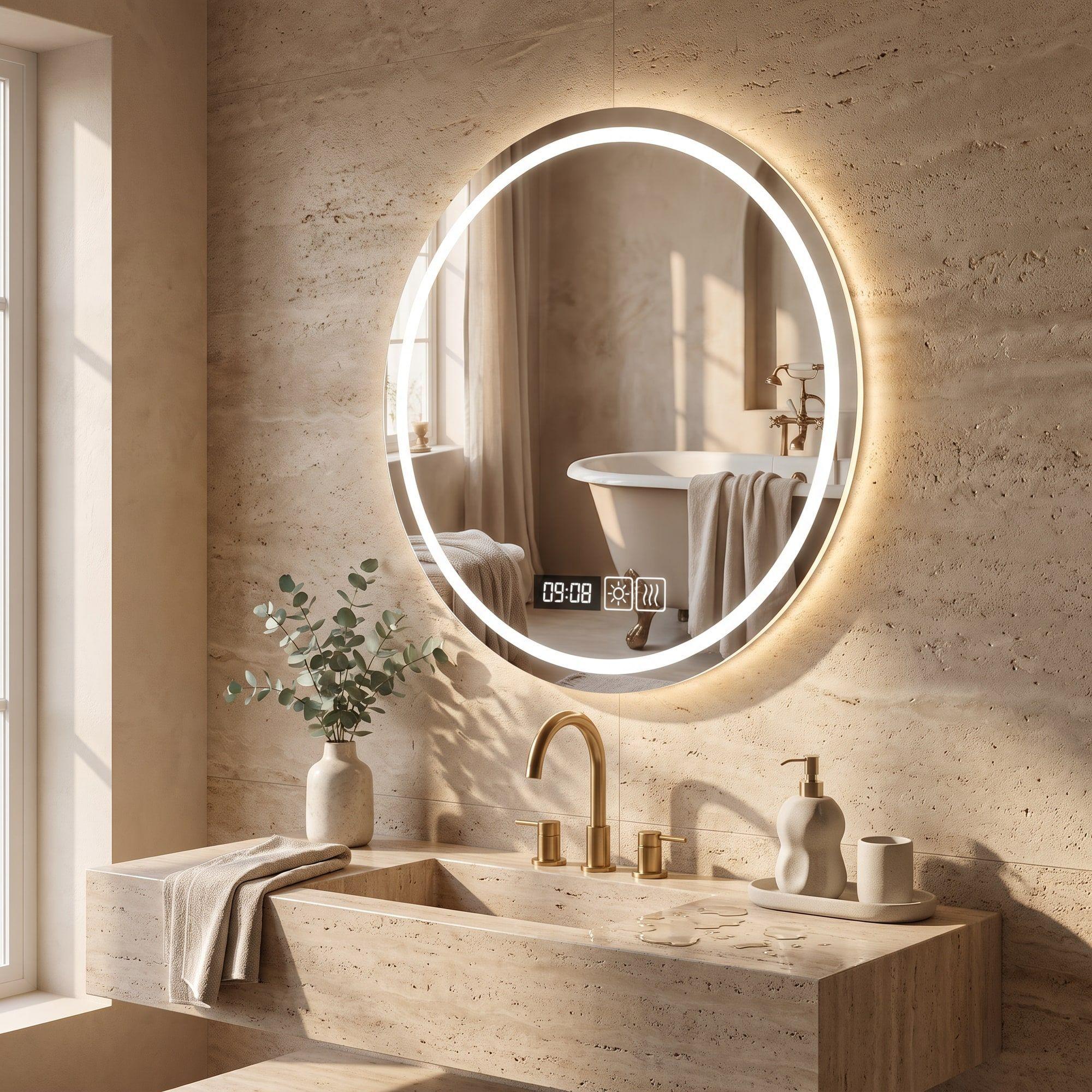 Espejo Baños Inteligente Con Luz Variable Antiempañante 60cm Con Circulo-4
