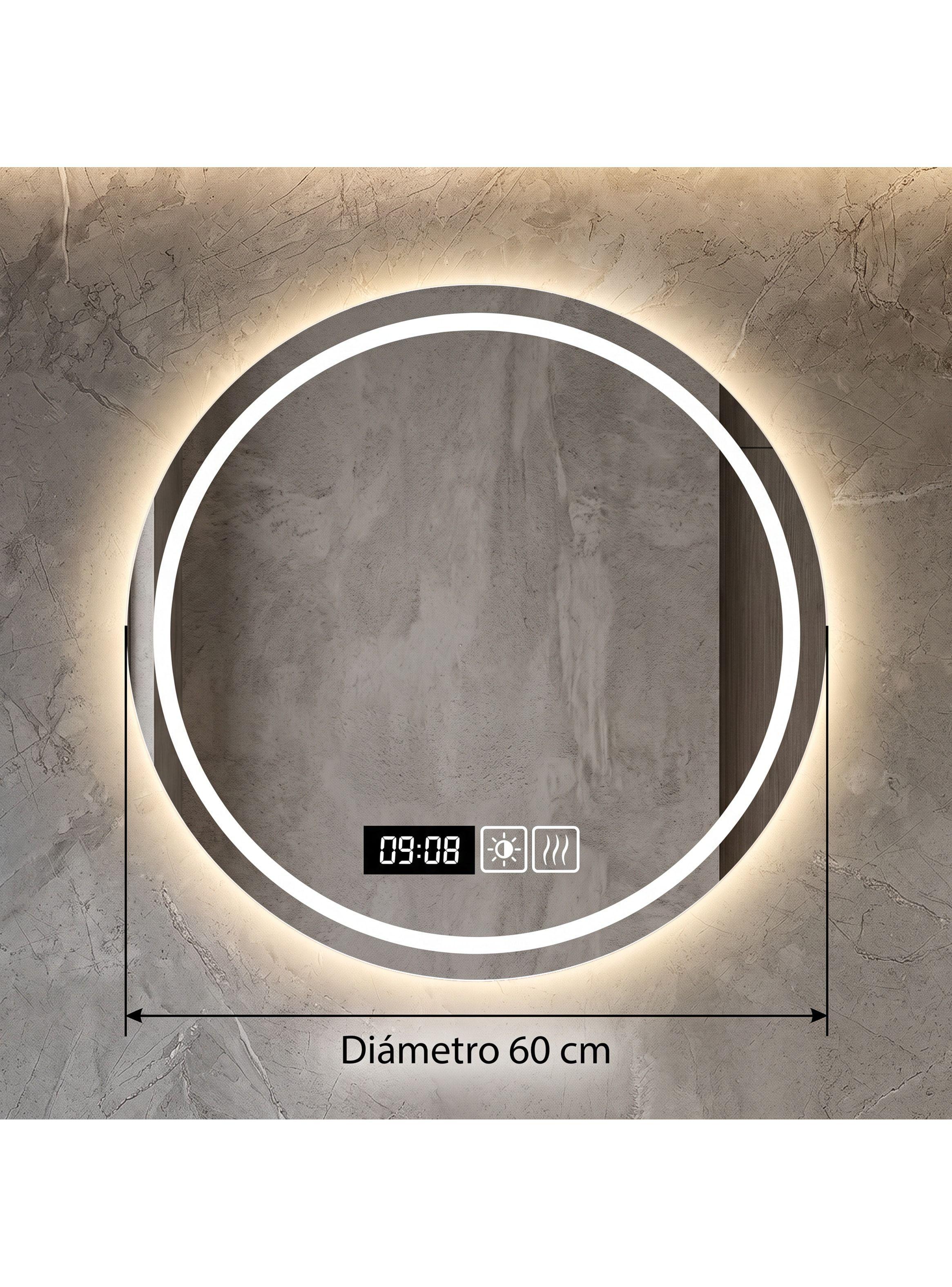 Espejo Baños Inteligente Con Luz Variable Antiempañante 60cm Con Circulo-2