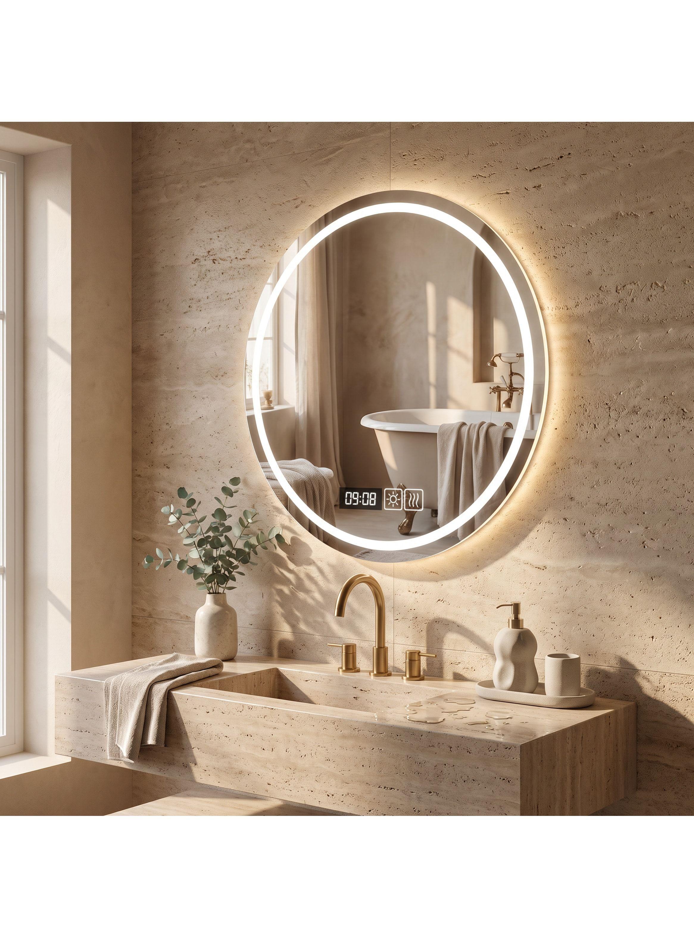 Espejo Baños Inteligente Con Luz Variable Antiempañante 60cm Con Circulo-4