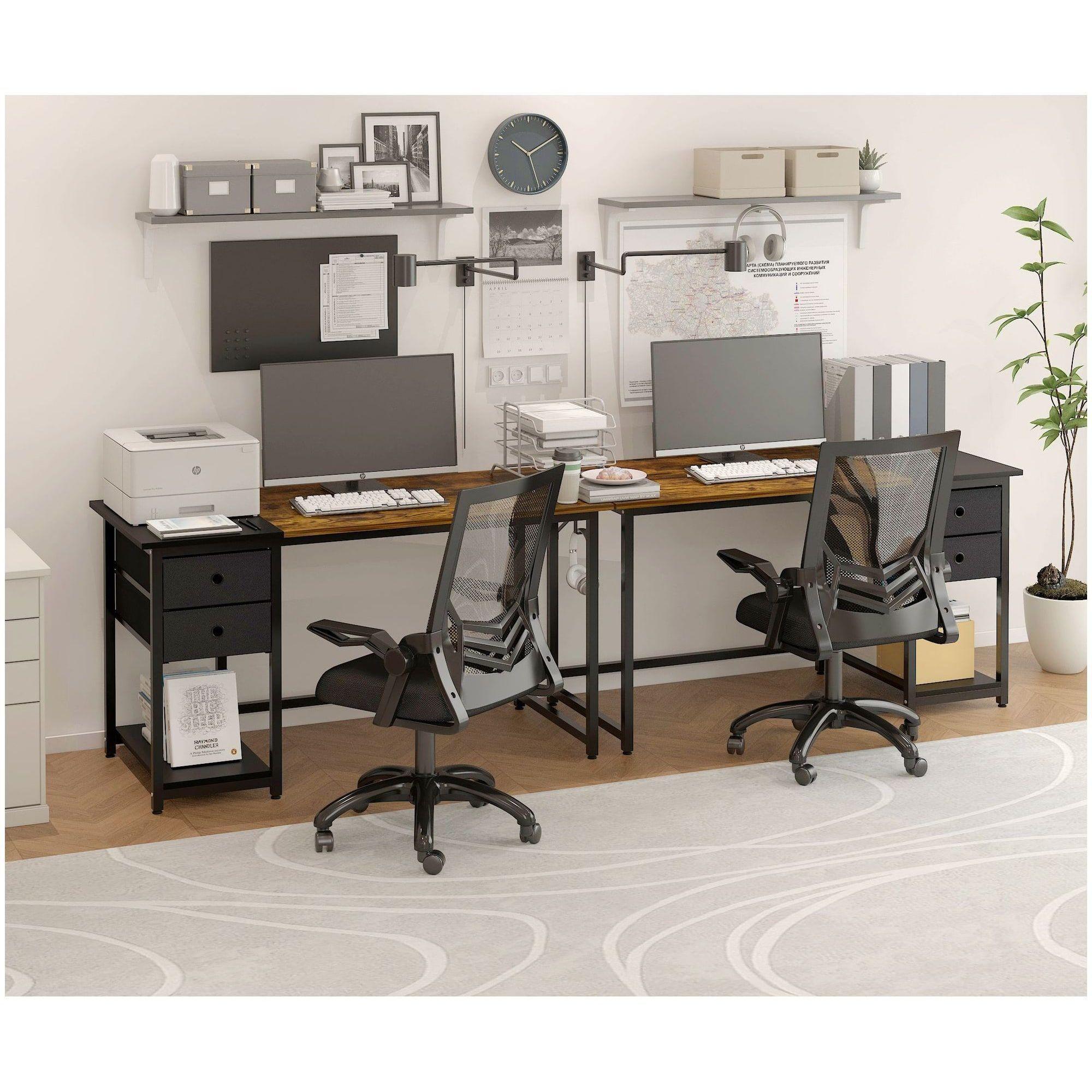 Escritorio Duo Con Cajones Intercambiable 120x60x75cm Marrón-2