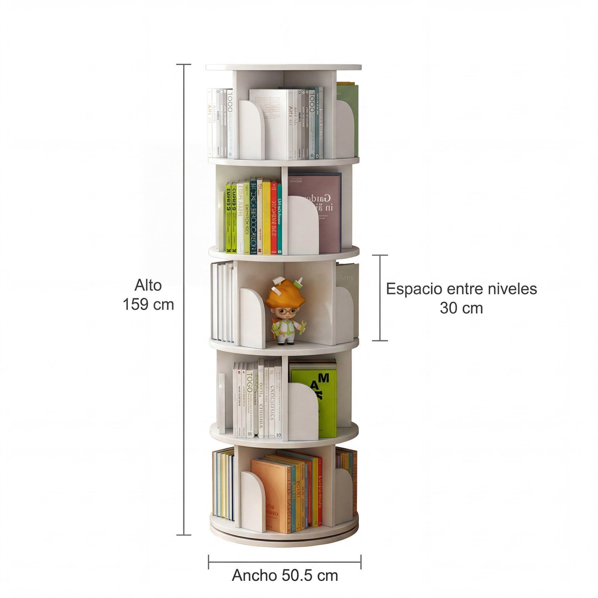 Homer Design Biblioteca Giratoria Librero Organizador Libros Alto 160cm Color Blanco-2
