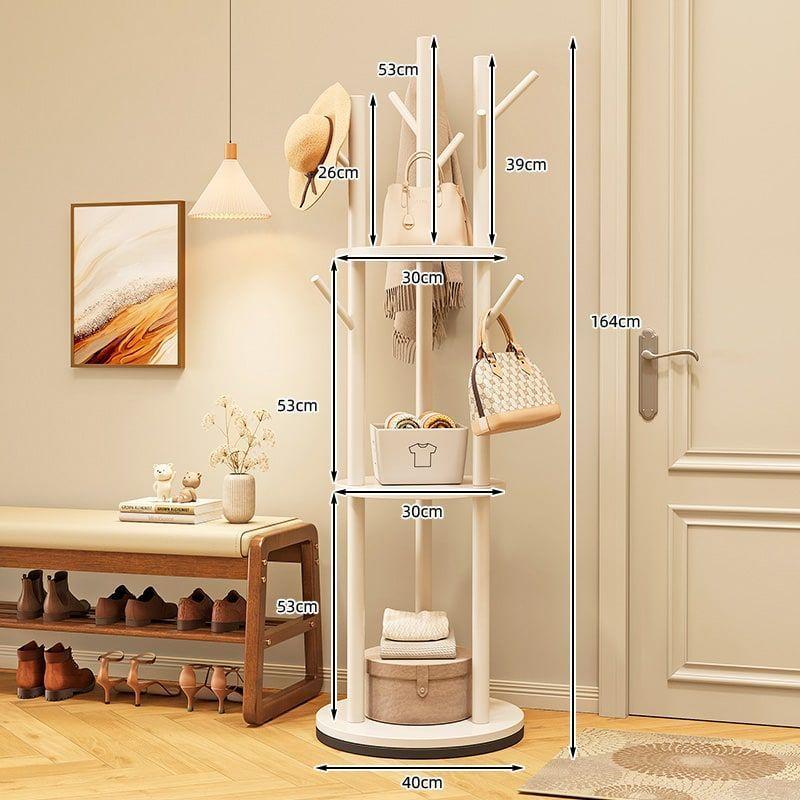 Perchero Giratorio Árbol Con Repisa Dormitorio Entrada 164cm Blanco-2