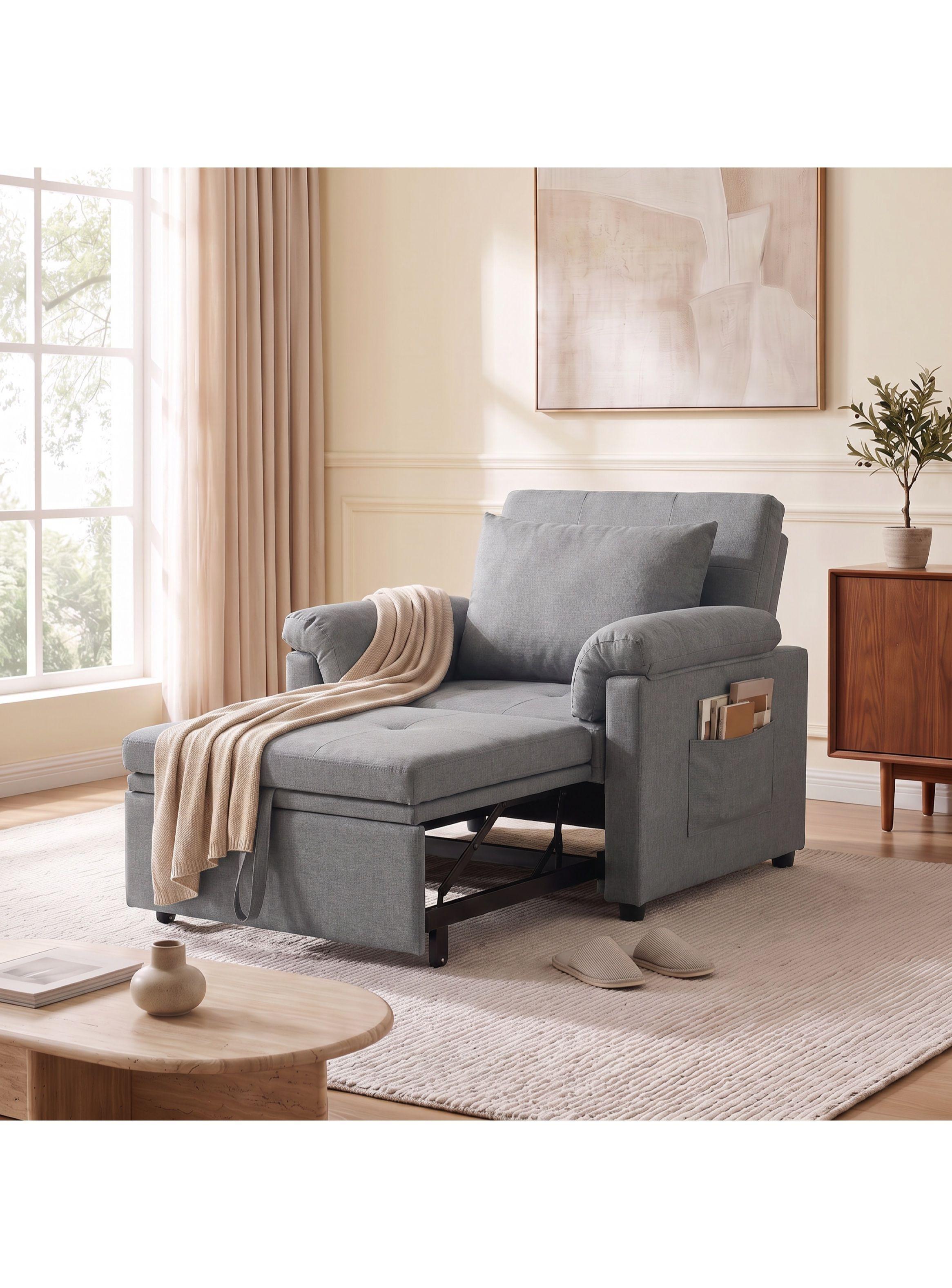Sillón Cama Individual Extensible Reclinable 3 En 1 Compacto-0