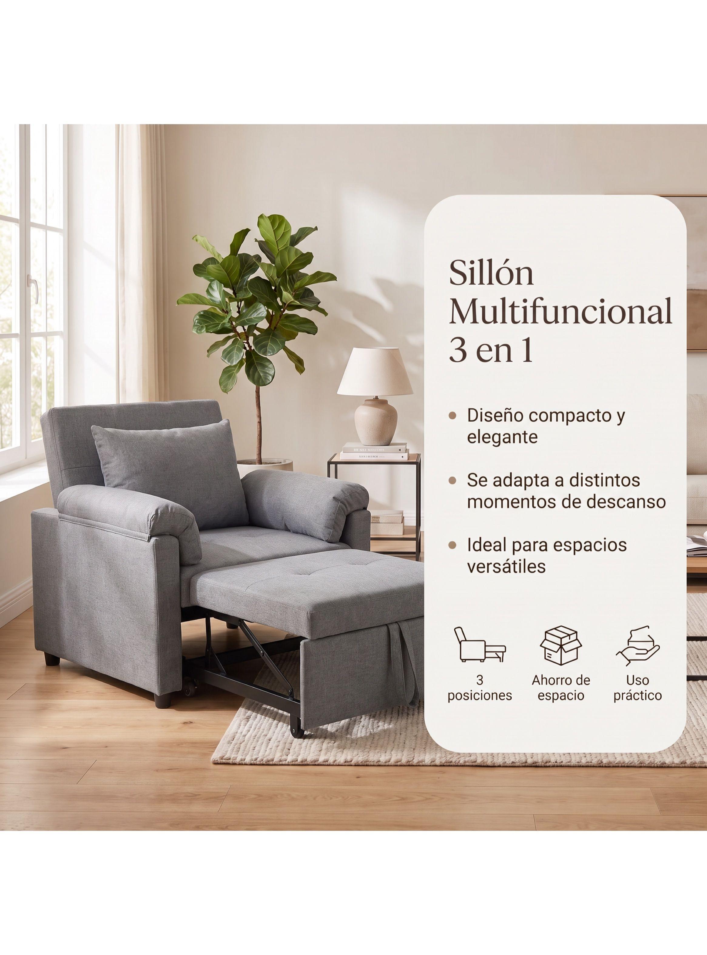 Sillón Cama Individual Extensible Reclinable 3 En 1 Compacto-1