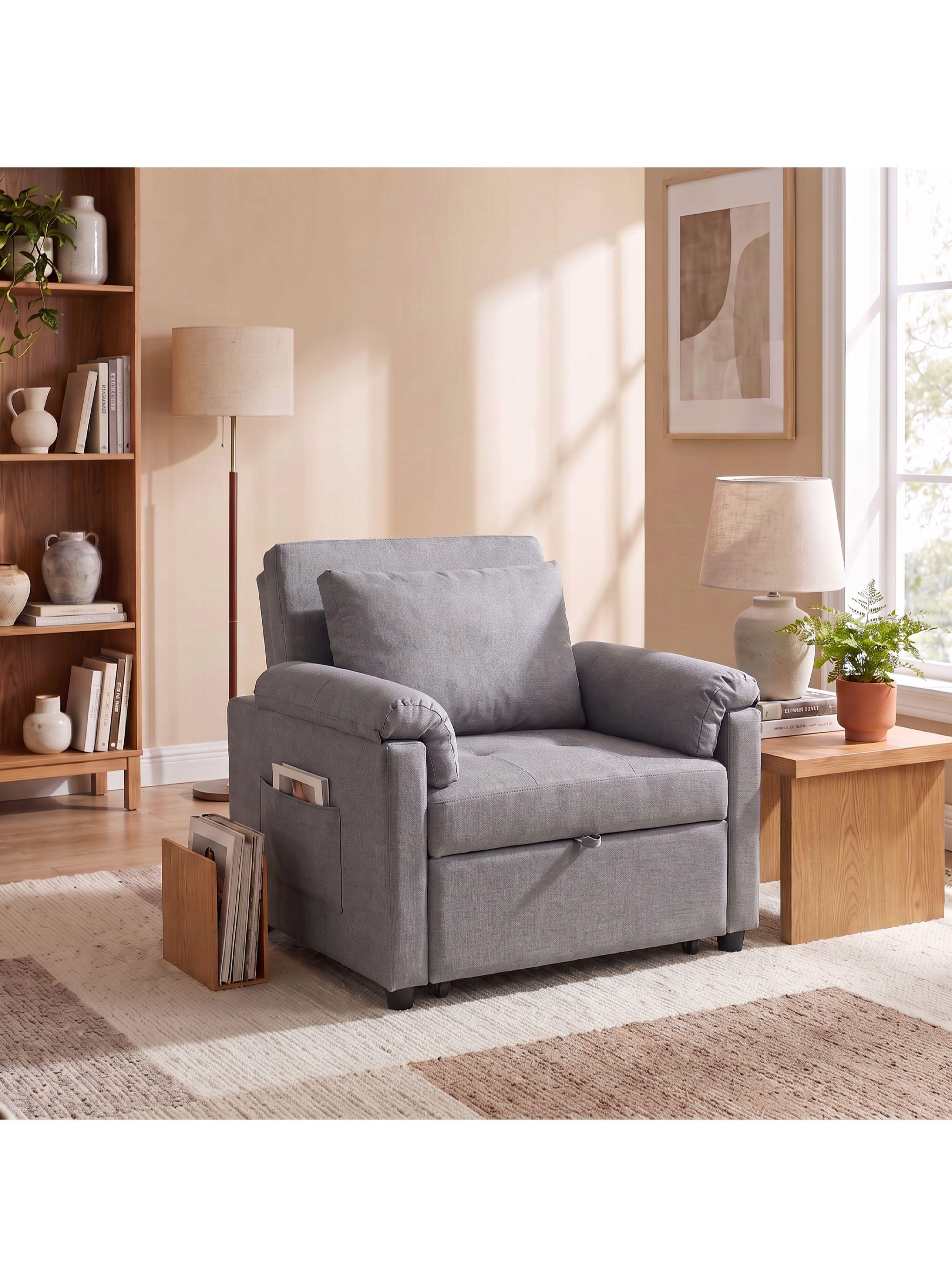 Sillón Cama Individual Extensible Reclinable 3 En 1 Compacto-4