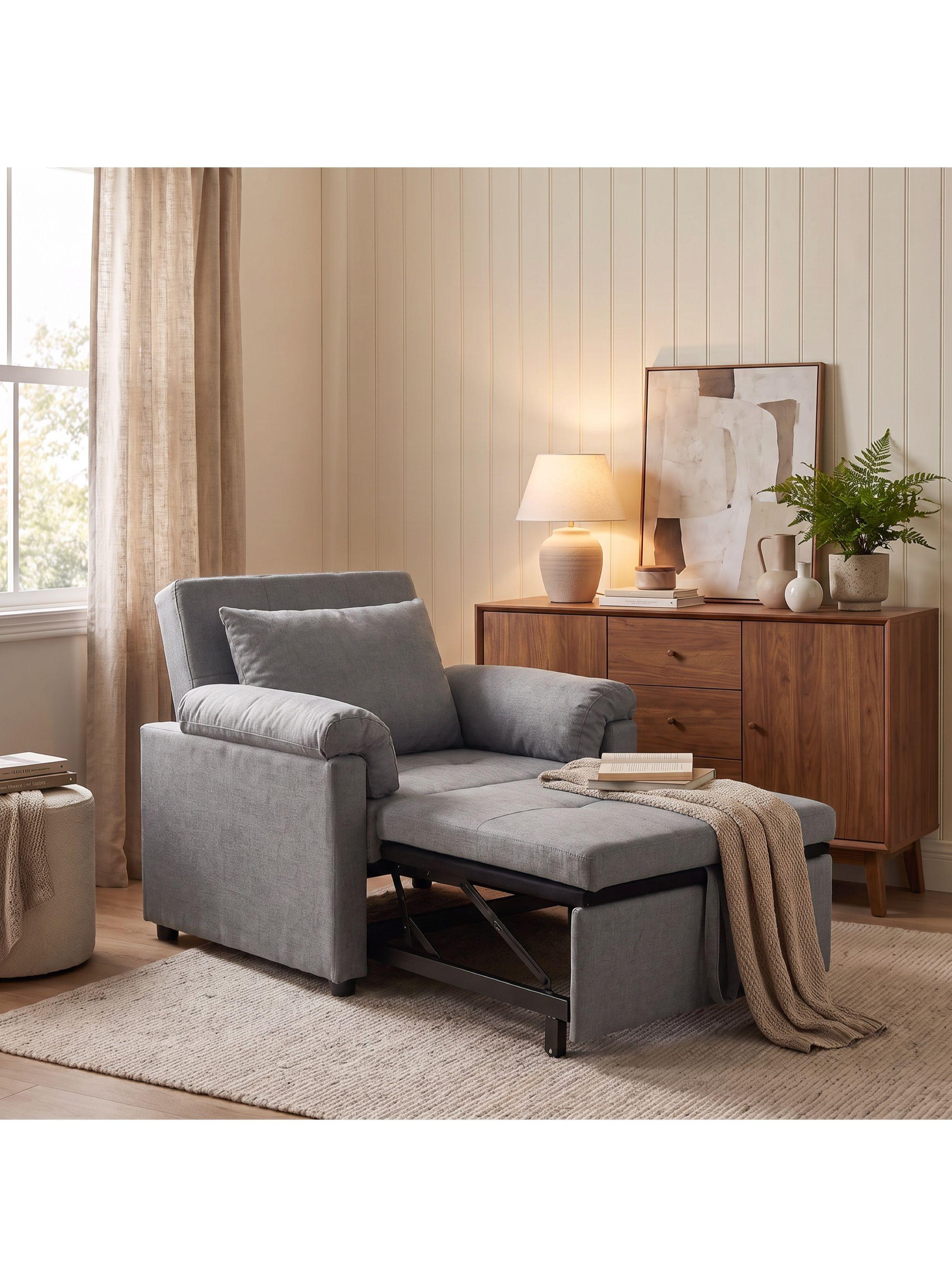 Sillón Cama Individual Extensible Reclinable 3 En 1 Compacto-6