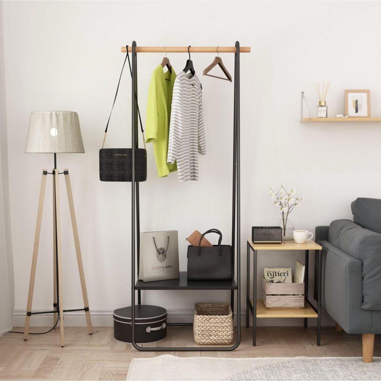 Perchero Organizador De Ropa Metal 158x40x53 Cm Con Repisa-1