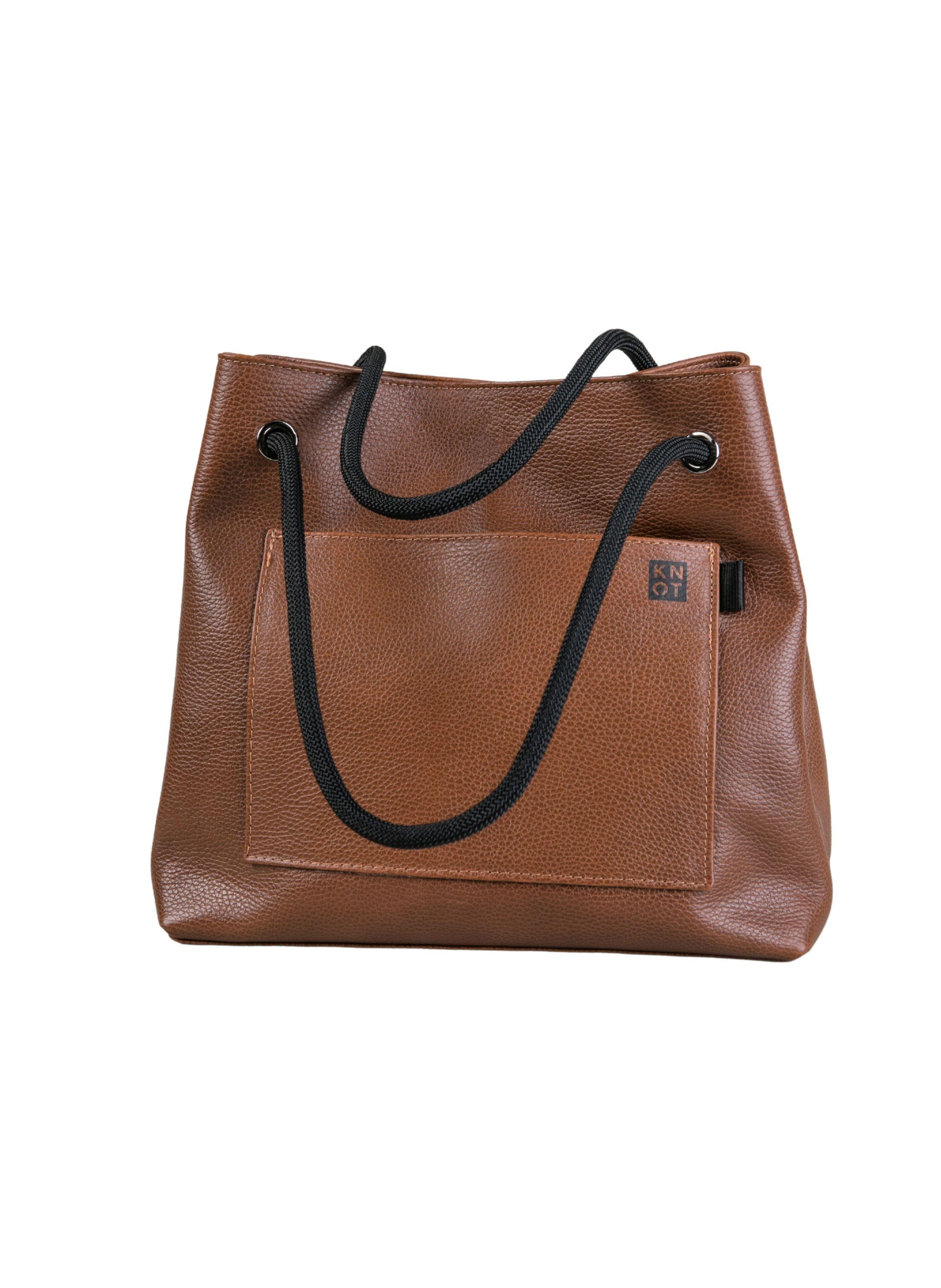TEENKNOT / Totebag 100% cuero / Tabaco-0