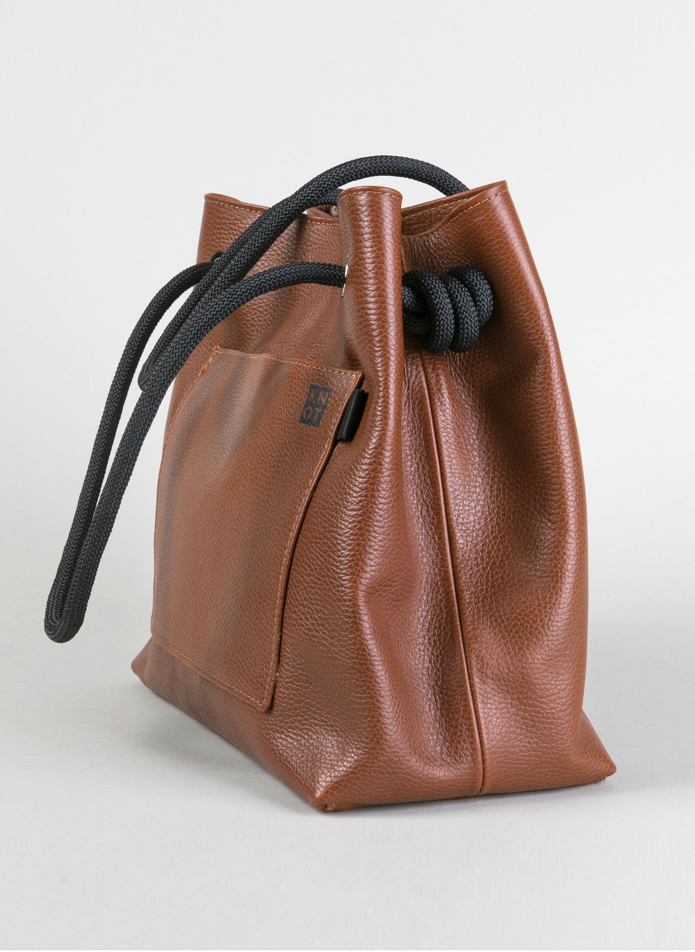 TEENKNOT / Totebag 100% cuero / Tabaco-1