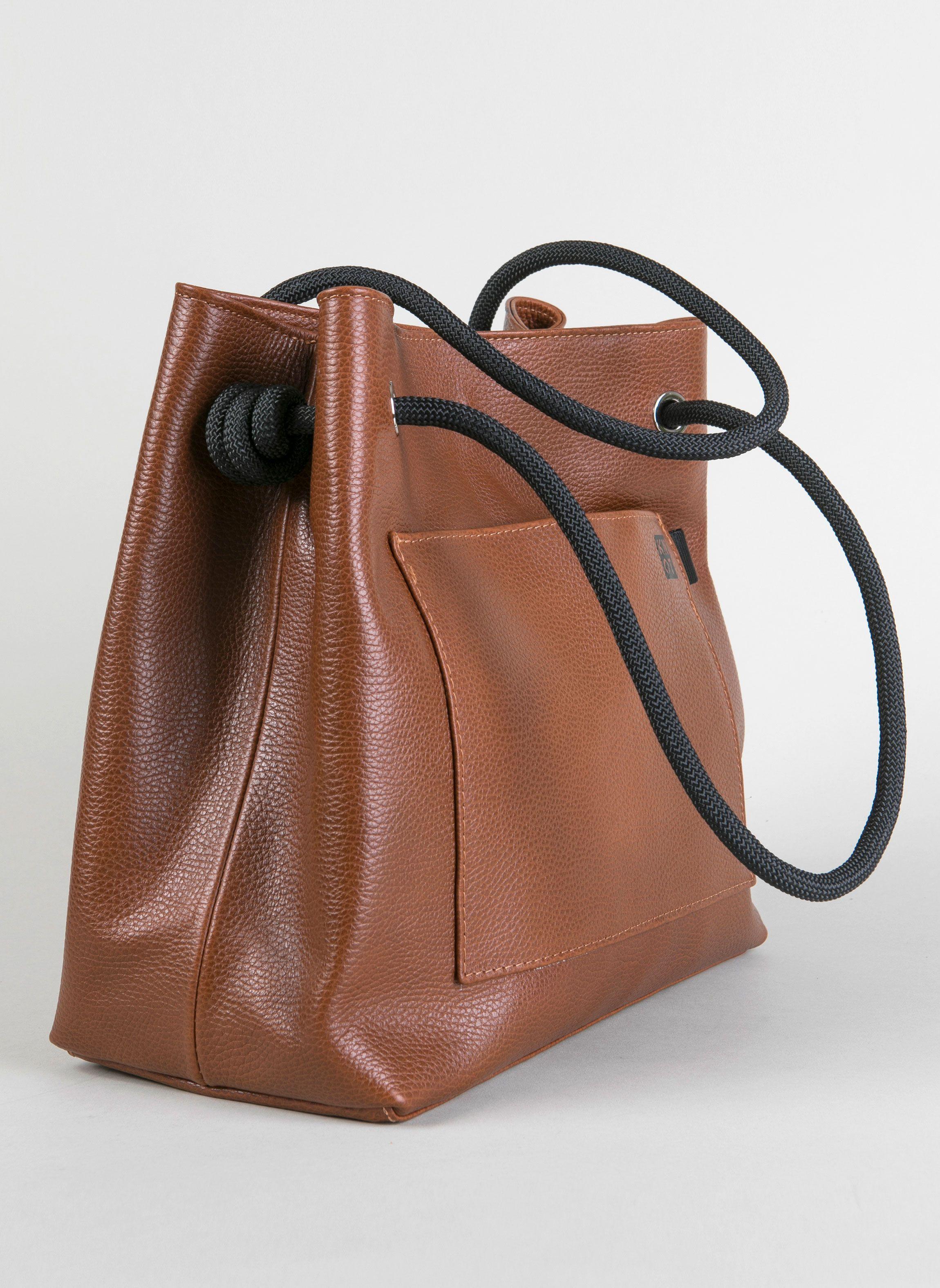 TEENKNOT / Totebag 100% cuero / Tabaco-3